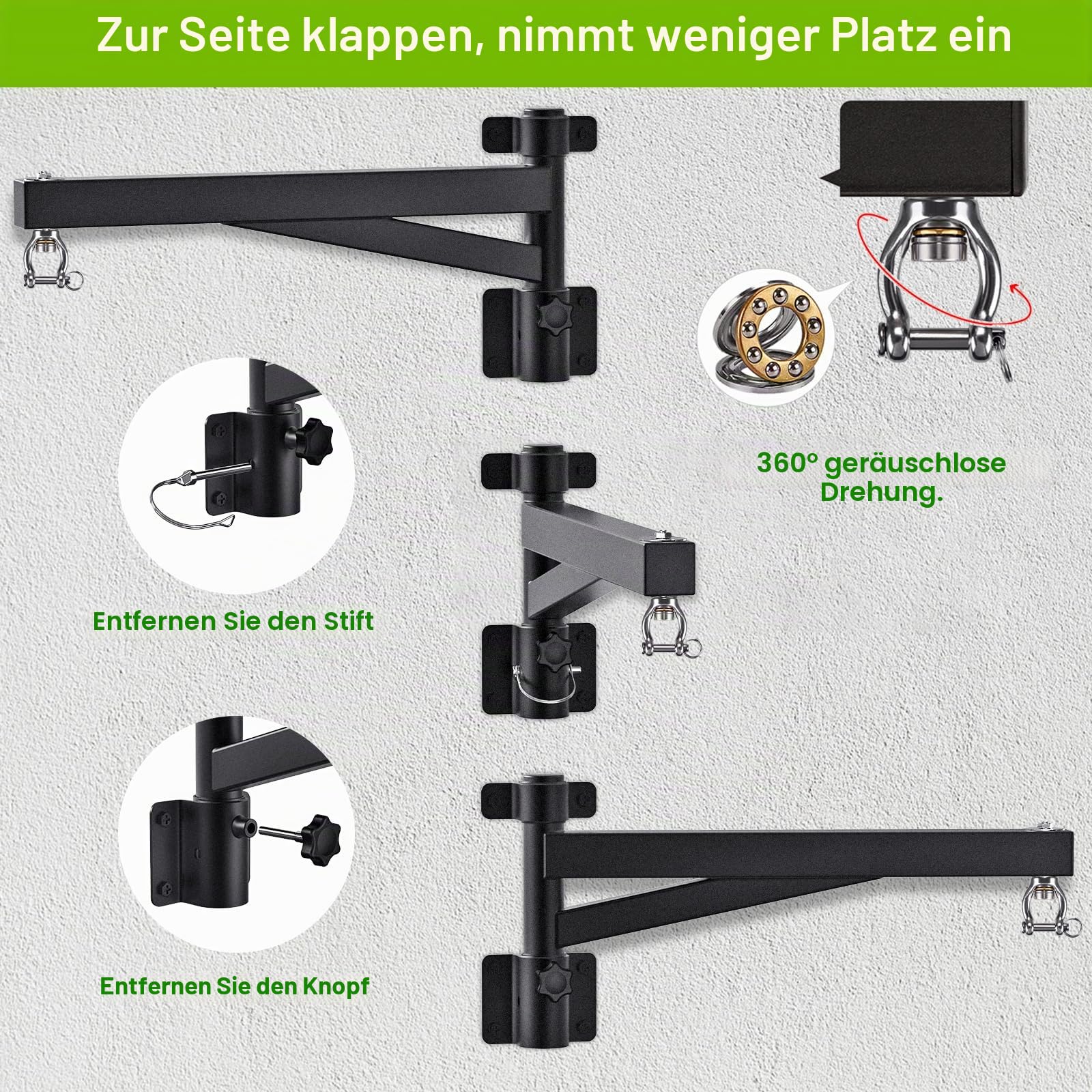 BeneLabel Boxsack Halterung, Sandsack Wandhalterung 360 Schwenkbar Befestigung Wand Boxsackhalter Indoor Outdoor Verstellbar Boxsack Aufhängung Stehend Drehbar, Bis 113-227kg