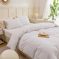 Vista 93 de ECOCOTT Juego de funda de edredón de 3 piezas, 100% algodón lavado, duradero, suave y cómodo, con cierre de cremallera, sin edredón, tamaño King