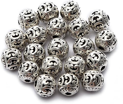 BRCbeads cuentas espaciadores de plata tibetana de calidad superior para joyas, variedad de formas y tamaños, Hueco redondo estilo #6, 8mm