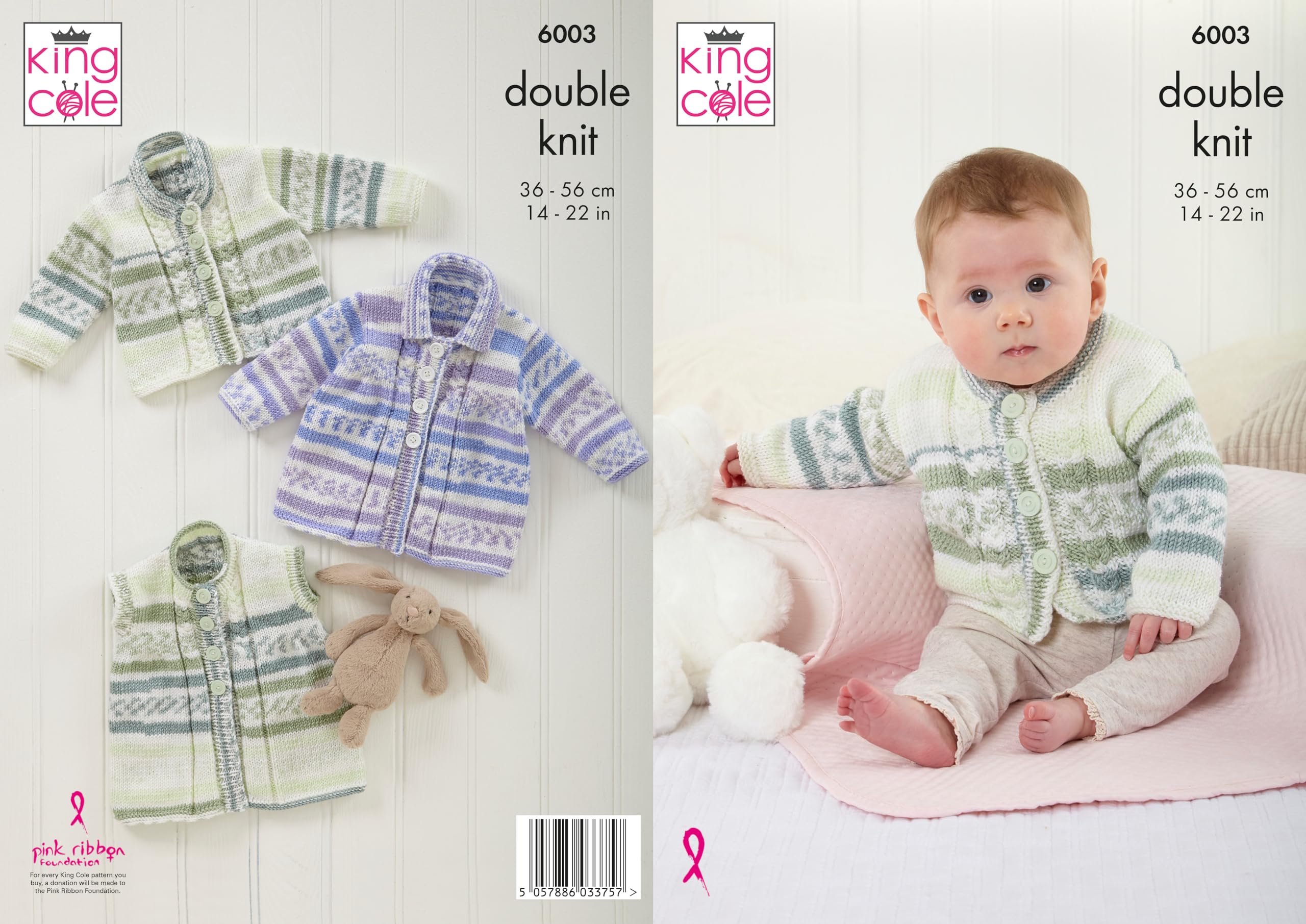 King Cole Baby DK Knitting Pattern - 6003 Jacket, Waistcoat & Cardigan