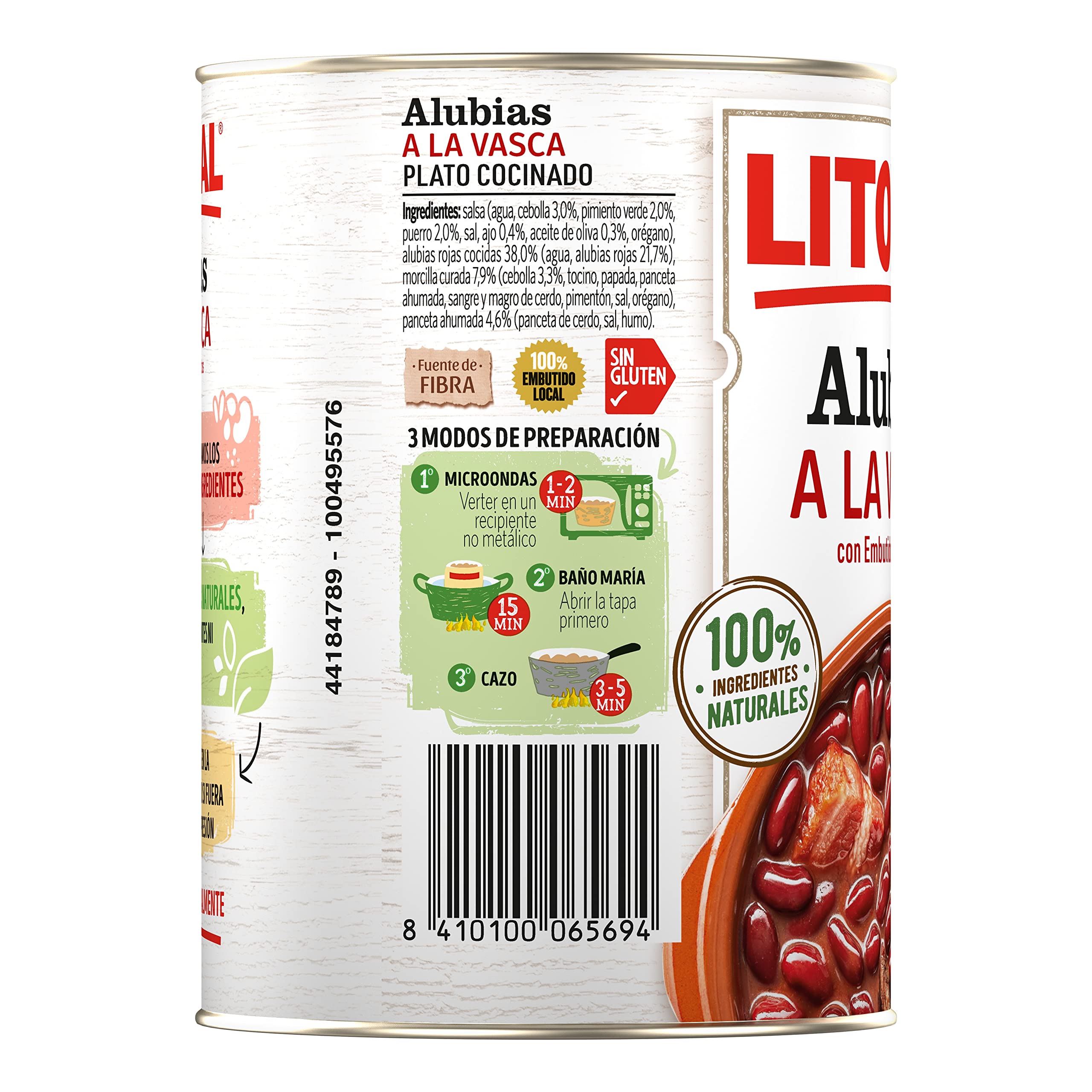 LITORAL Alubias a la Vasca - Plato Preparado Sin Gluten - Pack de 15x430g - Total: 6.45kg