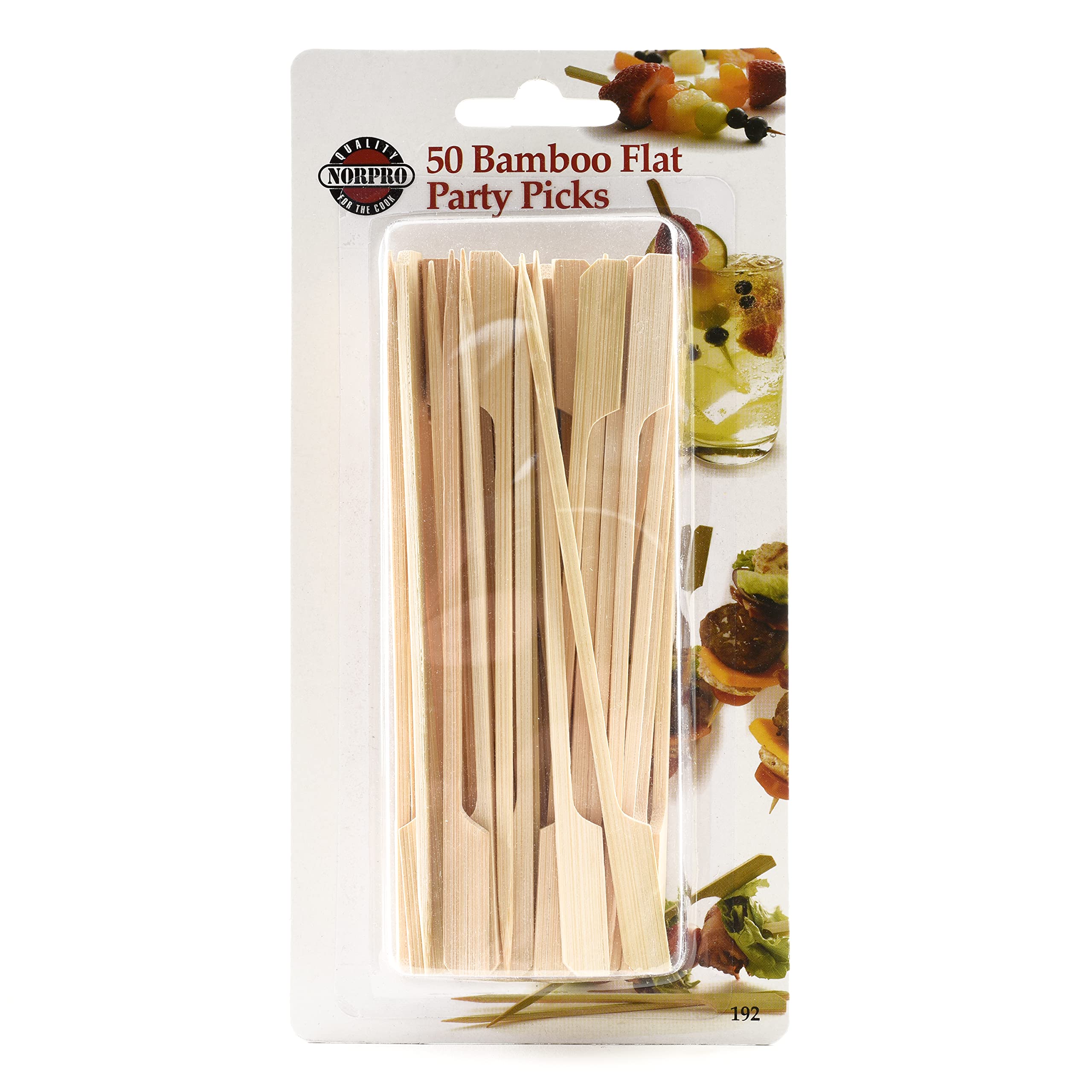 Médiators en bambou Norpro marron pour des présentations de buffets élégants