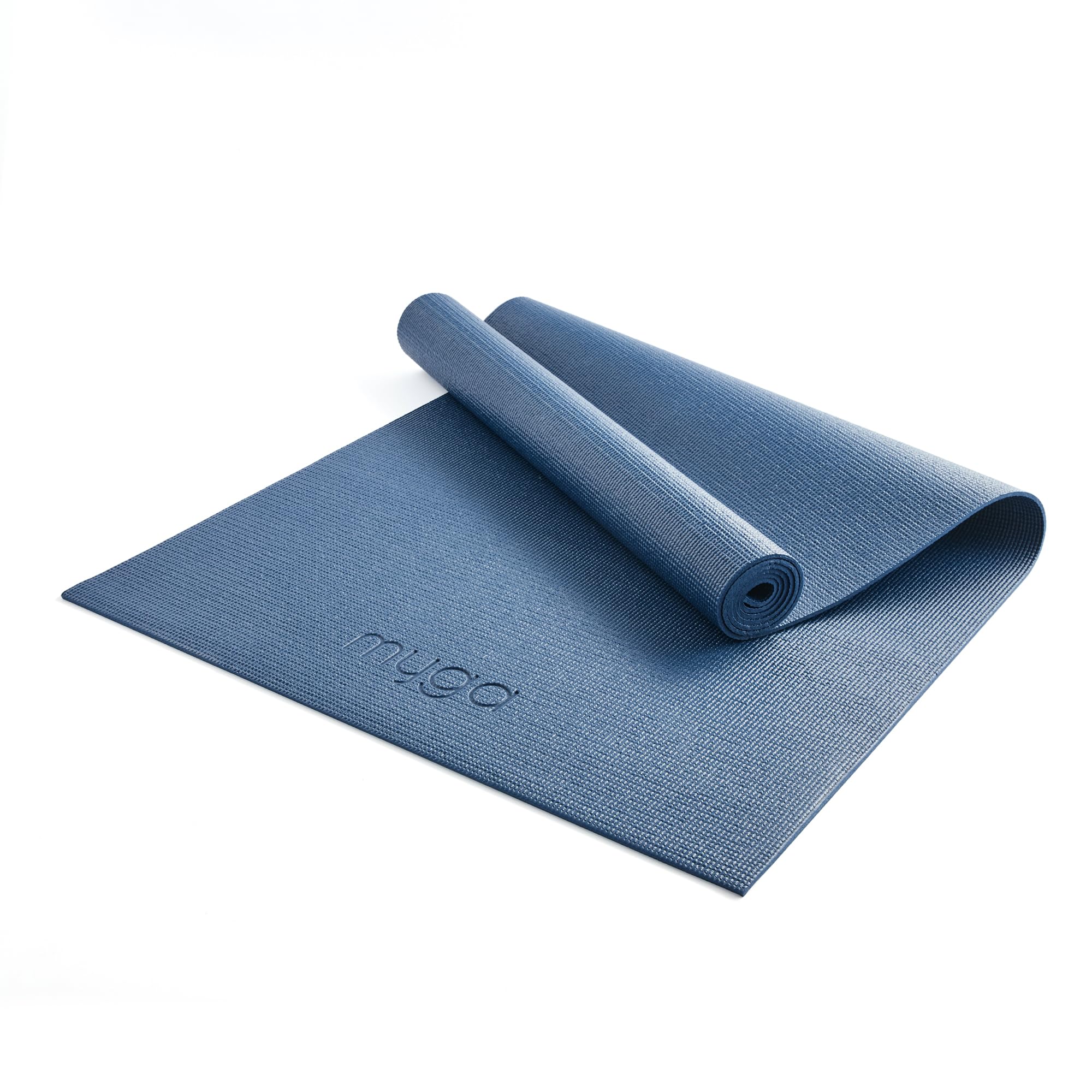 Myga Yoga Mat with Carry Strap – Non-Slip, Lightweight & Durable Exercise Mat for Yoga, Pilates & Fitness – Sweat-Resistant & Easy to Clean – 173cm x 61cm x 4mm - Choice of Colour (Navy Peony)