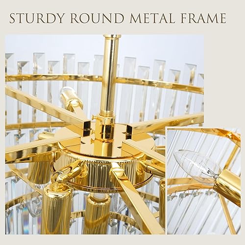 Miniatura 7 de Aheylity Candelabros de cristal dorado rectangular lámparas de techo colgantes ovaladas modernas iluminación contemporánea para comedor cocina 374