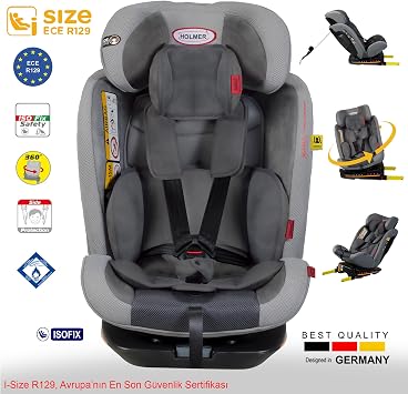 Holmer Kids Maxi Protect Aero 3d (360° Dönebilir) I-Size 0-36kg Oto Koltuğu Isofix/sps/sıp/latch (Gri)