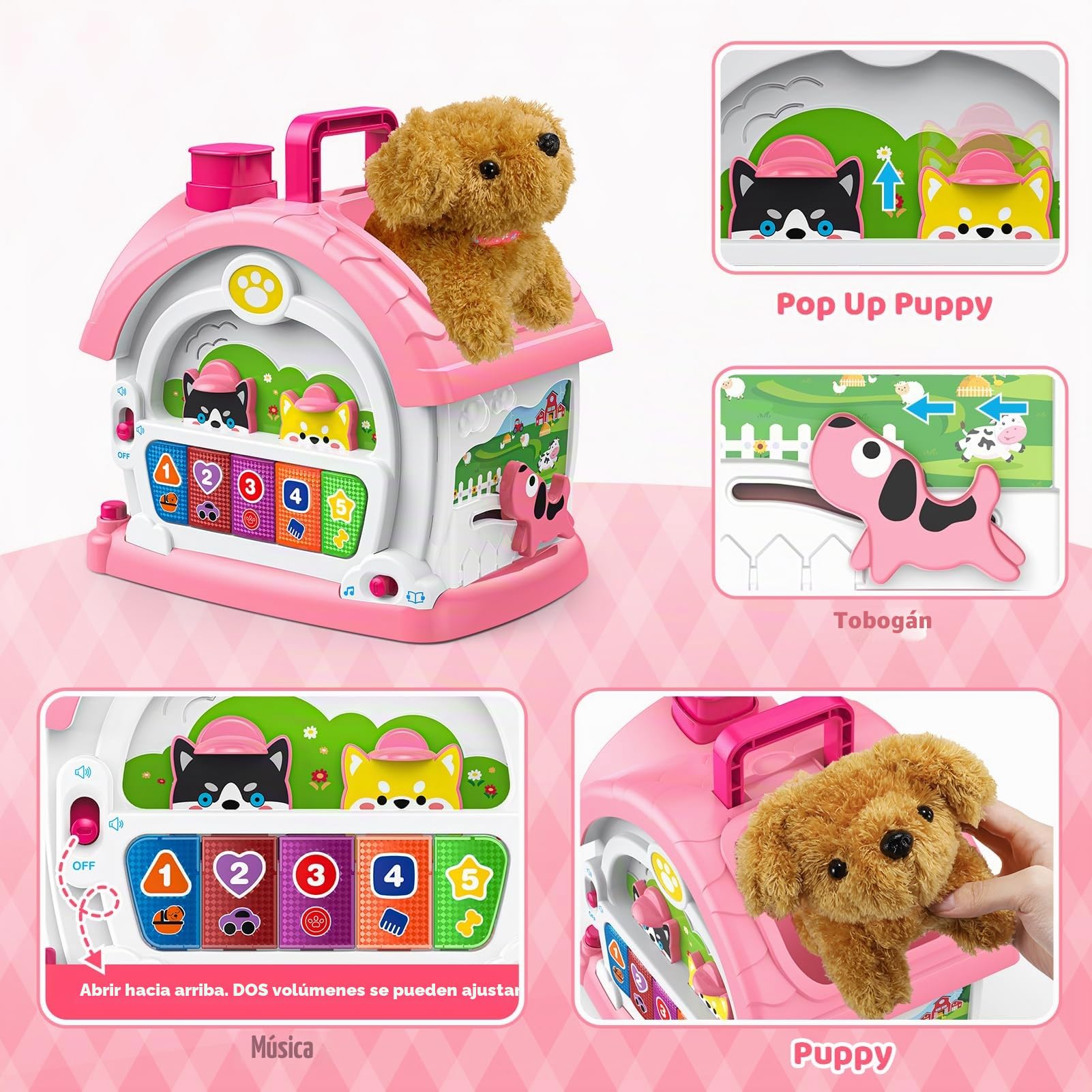 Juguetes para niñas de 1 y 2 años: juguete Montessori para 1 año, casa de actividades multifuncional 6 en 1 para bebés con coche/música, regalos de cumpleaños para niñas de 1 y 2 años
