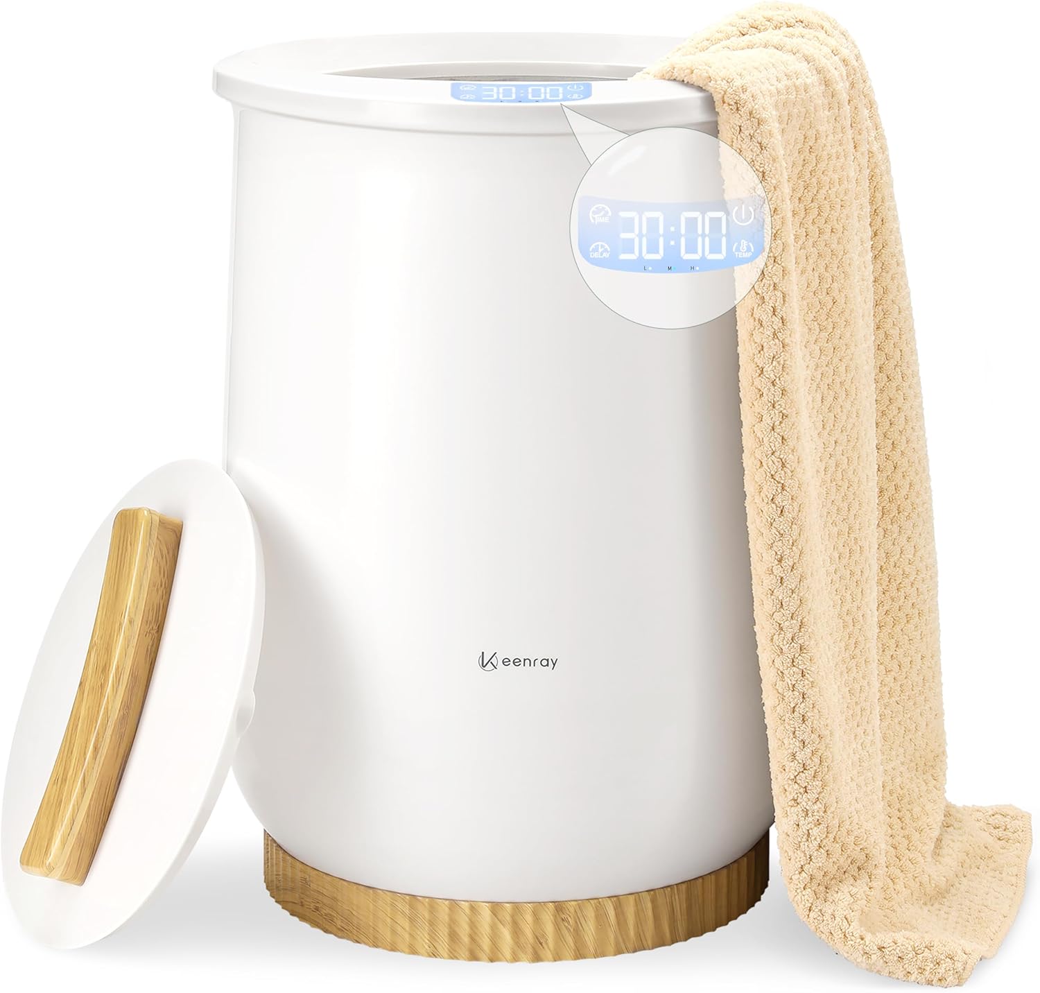 Keenray Upgraded Towel Warmer Bucket, Large Towel Warmer with 3 Heating Modes, Heat Time 30/45/60/90 Min Adjustable and Up to 24 Hour Delay Timer, Towel Heater for Oversize Bathrobes Blankets, CL1Plus