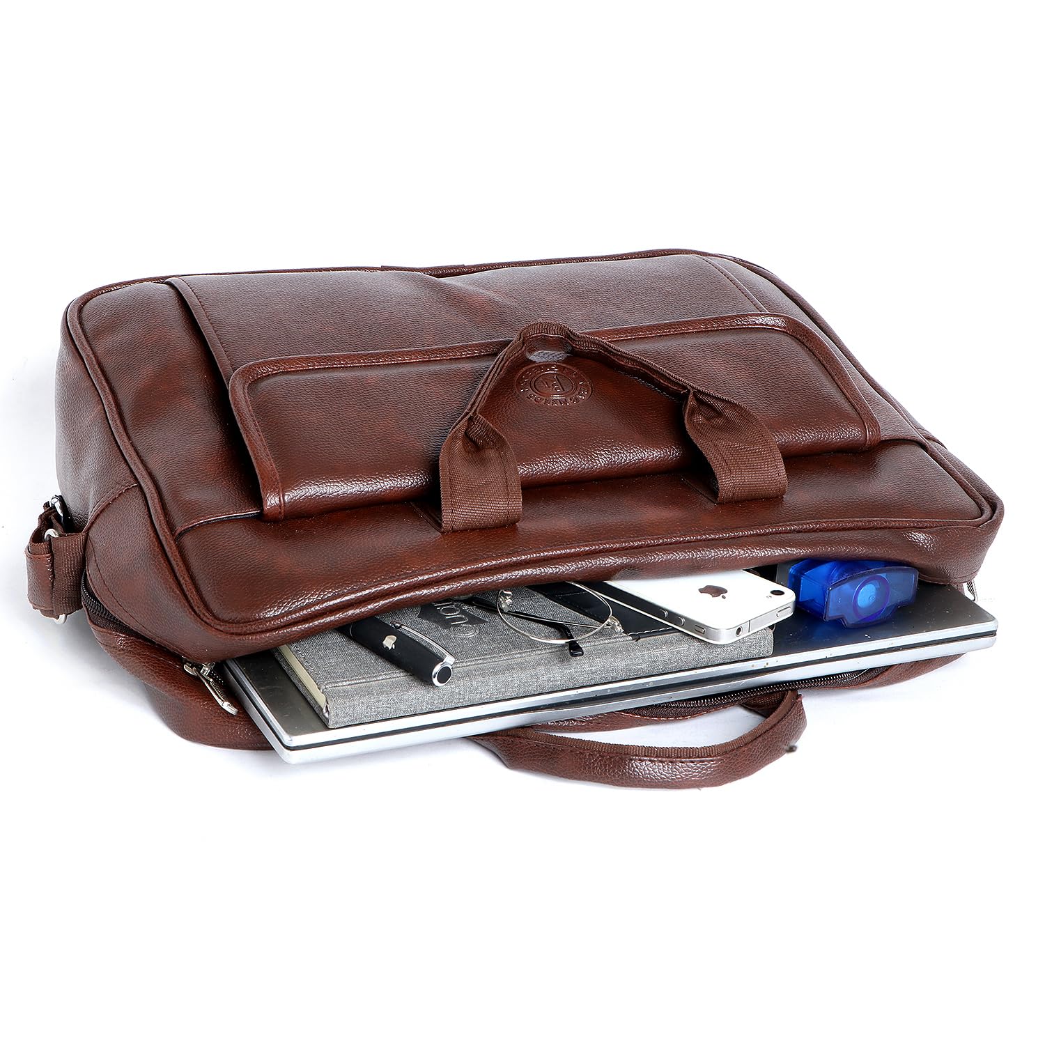 Bagneeds® Unisex Vegan Leather 16 Inch Laptop Messenger Bag | Padded Office Laptop Bag with Adjustable Shoulder Strap | Professional Travel Sling Bag (Brownn) 4