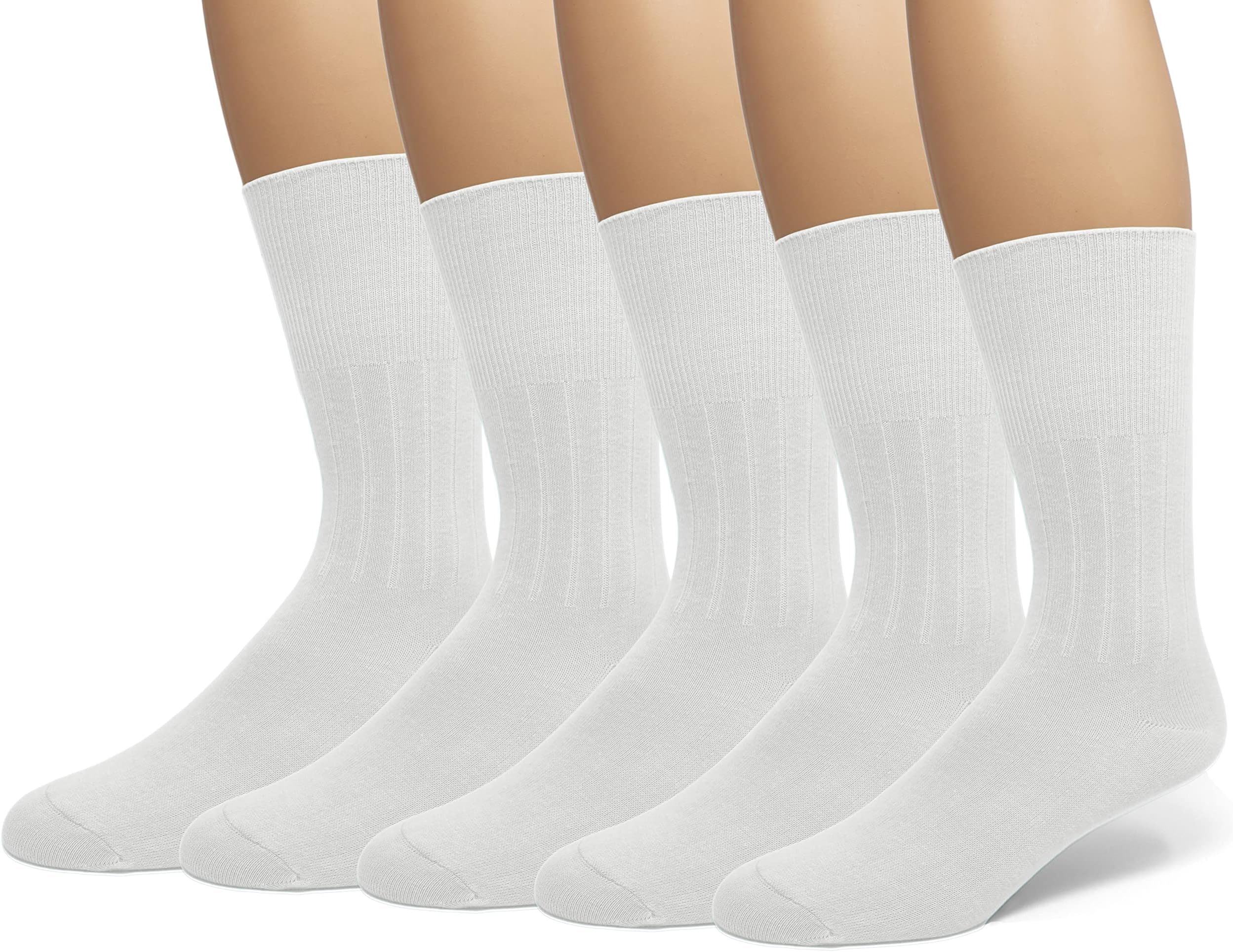 EMEM Apparel Men's Diabetic Dress Crew Cotton Socks | Non-Binding Loose Top | Seamless Toe
