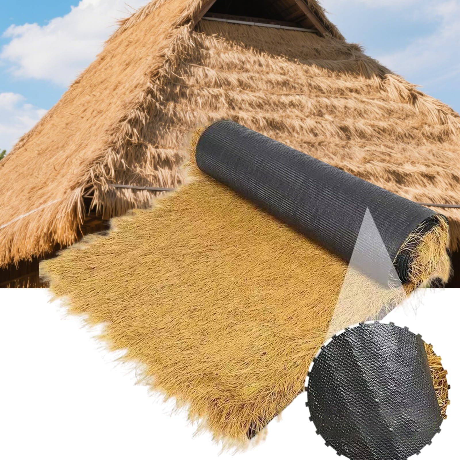 ZHWFDC Artificial Thatch Rolls, Artificial Turf, Synthetic Thatch. Featuring A Tropical Style, Suitable For Tiki Bar Roof Garden Fences, Shed Decorations, And Seaside Pavilions(Size:0.5 * 3m)
