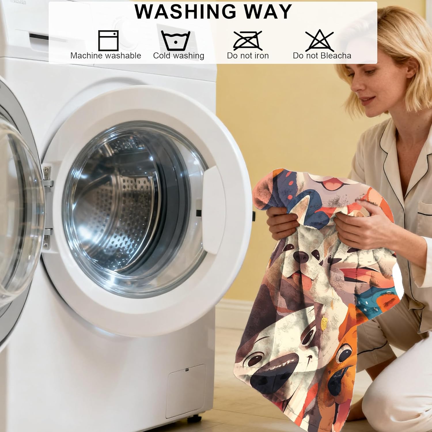 Cute Dogs Pattern Throw Blanket,Warm and Soft Animal Pattern Decorative Gift for Bed, Travel, Sofa, Office and Home Decor, Unisex, 50x60 Inch - Image 5