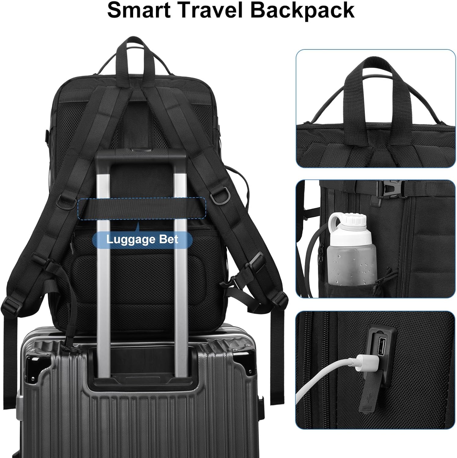 MOSISO Travel Backpack for Women Men, 17-17.3 inch Expandable Extra Large Laptop Backpack Flight Approved Anti-theft, TSA Computer Daypack Bag with USB Port for Weekender Business Hiking, Black