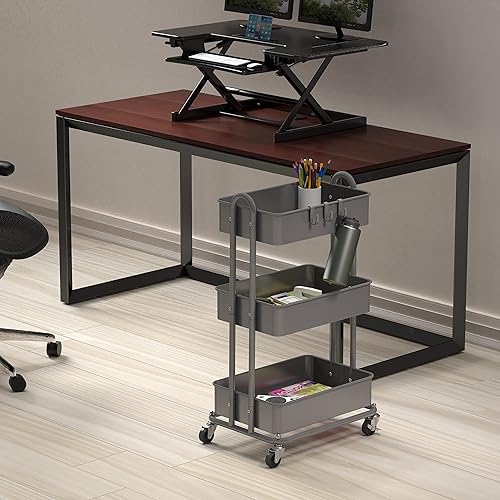 Vista 8 de SimpleHouseware - Carrito de metal de 3 niveles con ruedas, alta resistencia, multicolor