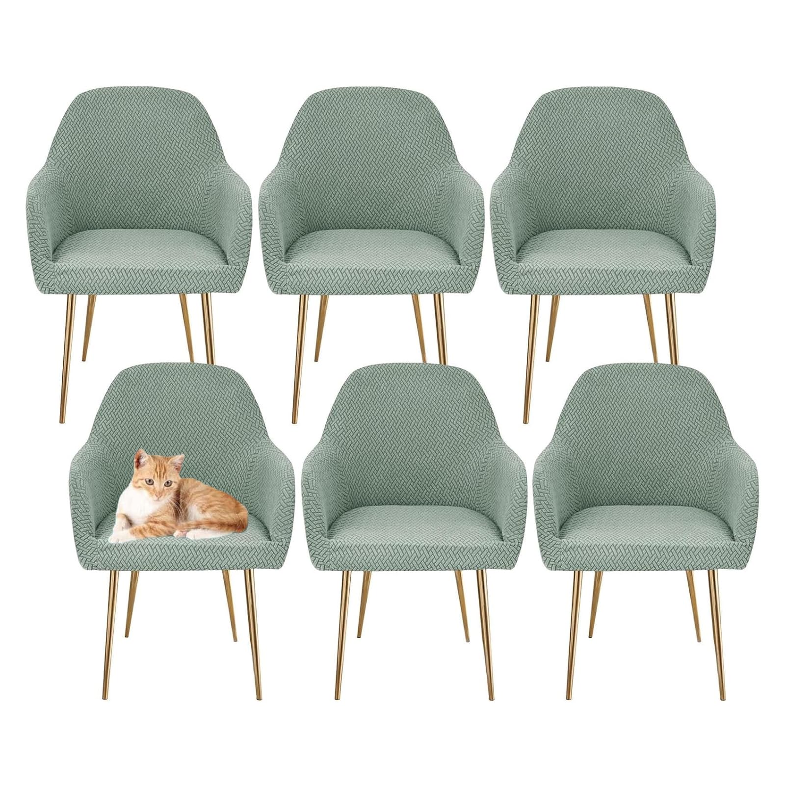 Juego de 1 2 4 6 fundas para sillas de respaldo curvo para comedor, a prueba de arañazos, funda de silla decorativa con brazos, para el hogar, hotel, banquete (verde, 6 piezas)