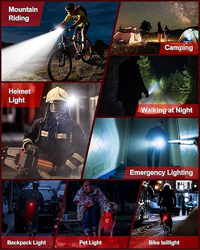 Miniatura 7 de Juego de luces de bicicleta de alto lúmenes, luces recargables delanteras y traseras para bicicleta, faros LED superbrillantes, IP65, impermeable,