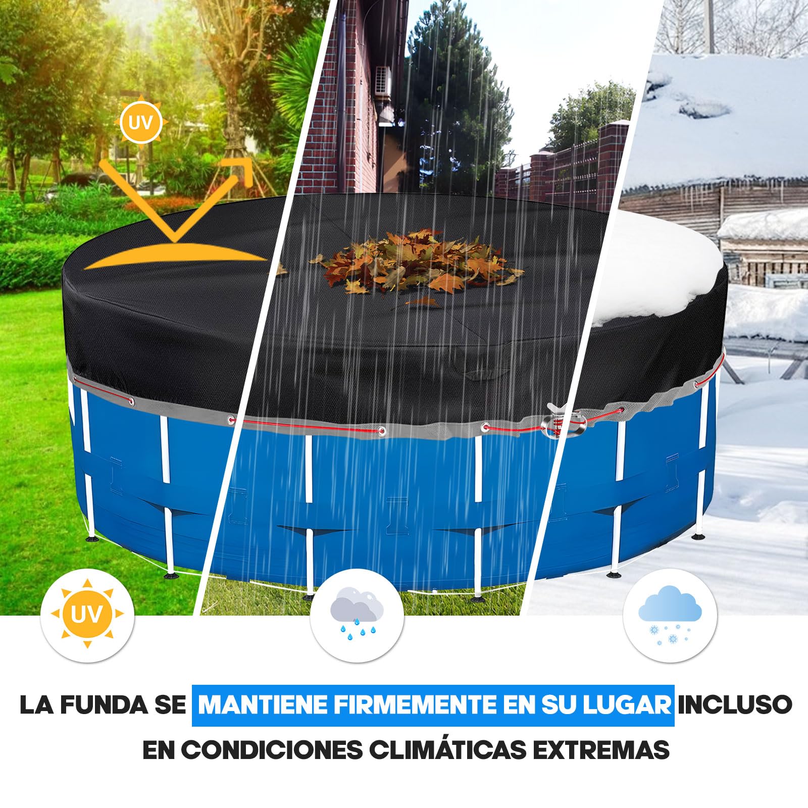 Cubre Piscinas Redondas Ø 310 Für Ø240-305cm Piscinas, UV-Resistente Cobertor de Invierno para Piscina für INTEX Piscinas