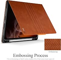 AUAUA iPad Air 13" M3/M2 Bőrtok - Barna Védőtok Ceruza Tartóval, Pencil Pro/USB-C Kompatibilis, Automatikus Alvó Funkcióval 3