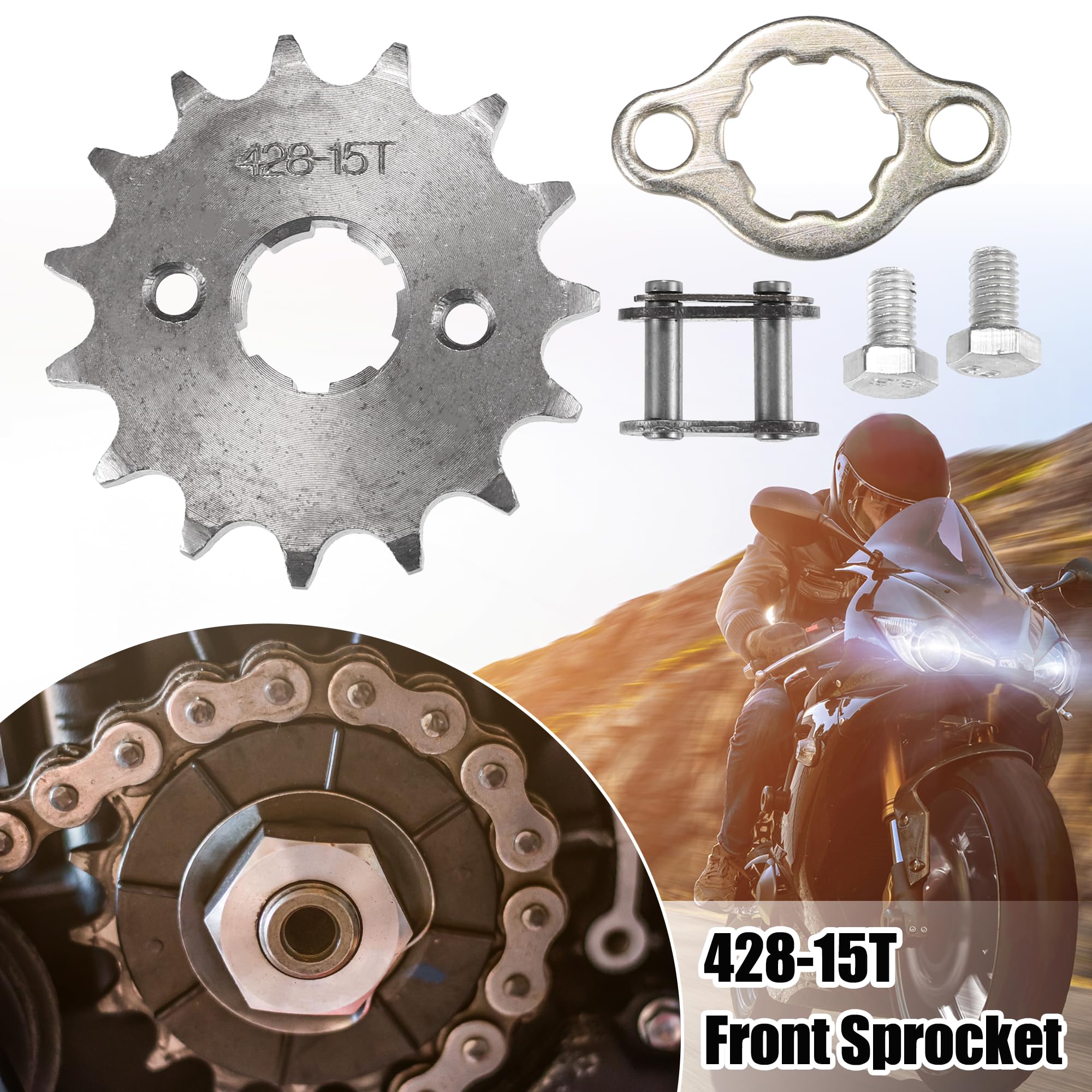 QUARKZMAN 1 Conjunto 428 15T 20mm Piñón Delantero de Motor para Moto de Cross Minimoto ATV