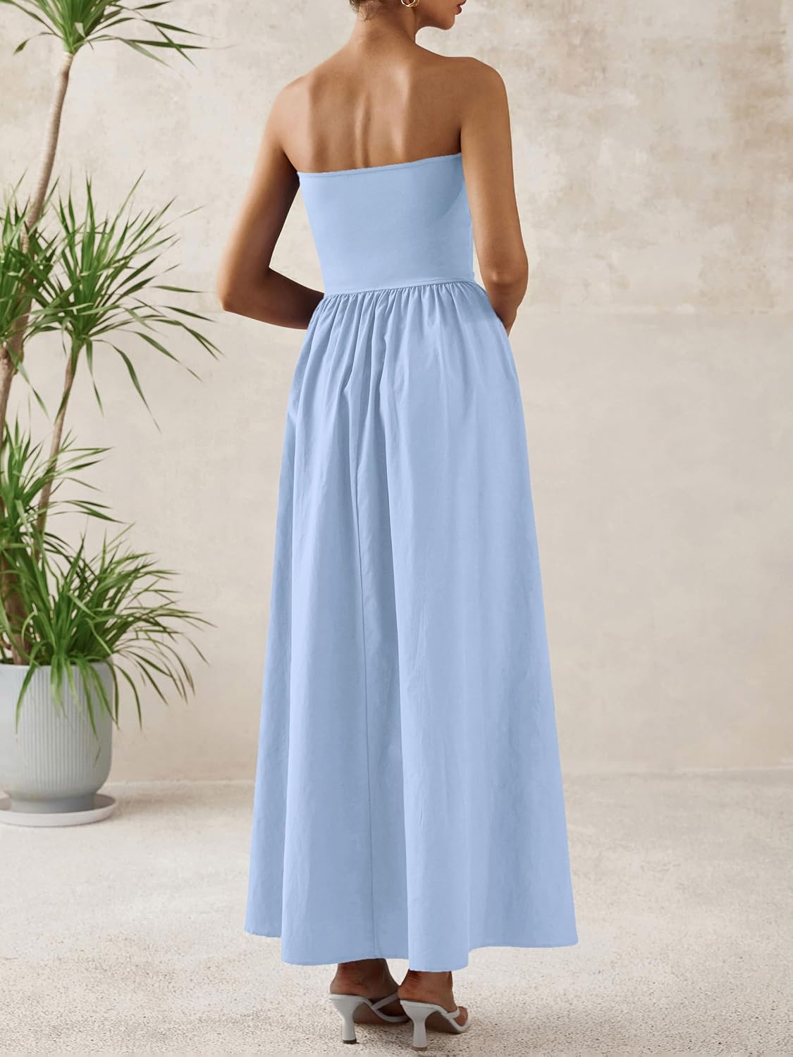 PRETTYGARDEN Women 2026 Summer Elegant Strapless Maxi Dress Tube Top Dress A Line Flowy Long Wedding Party Cocktail Dresses