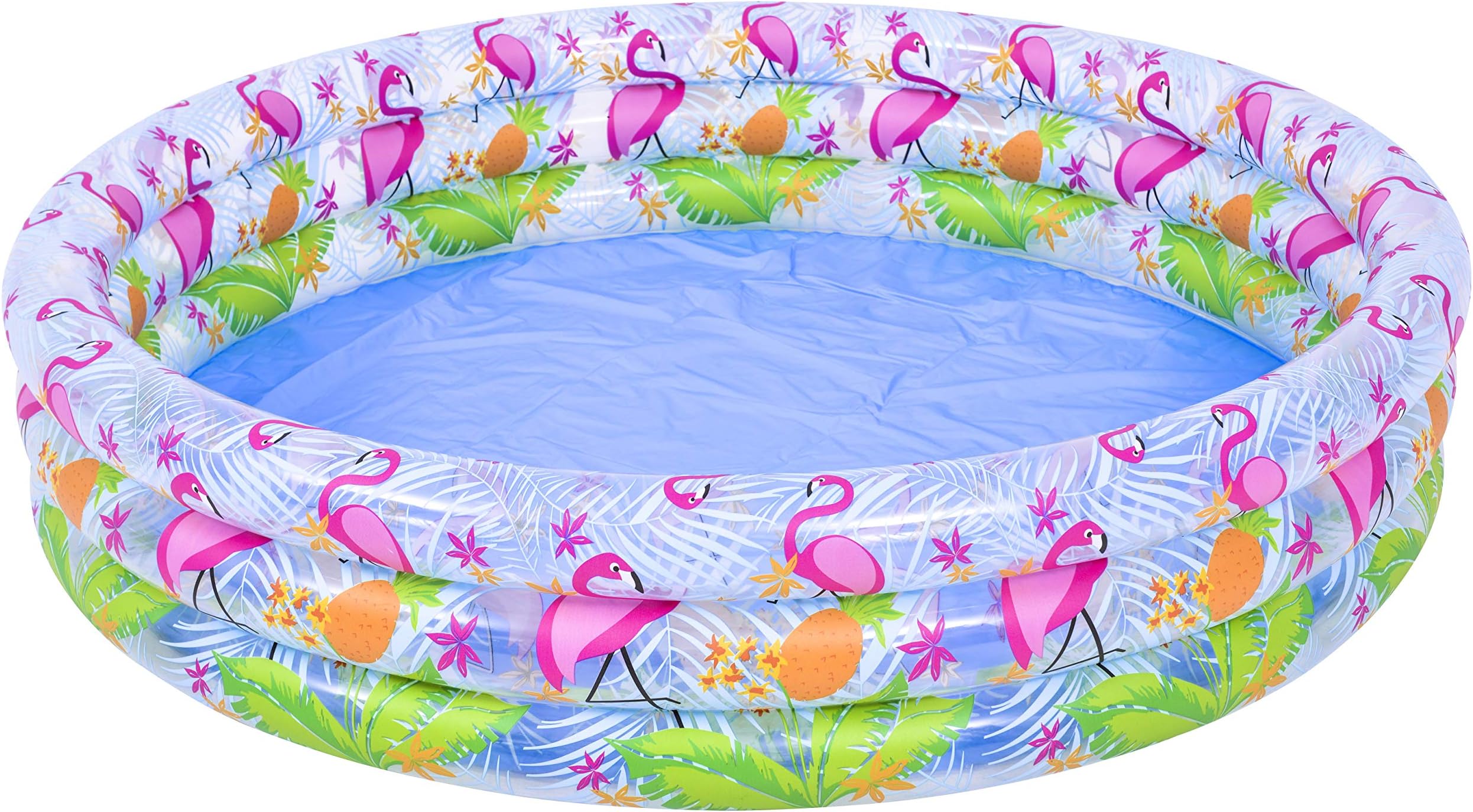 Jilong Flamingo 3-Ring Inflatable Swimming Pool for Children, Multicolour, Unique Flamingo Design, 57158