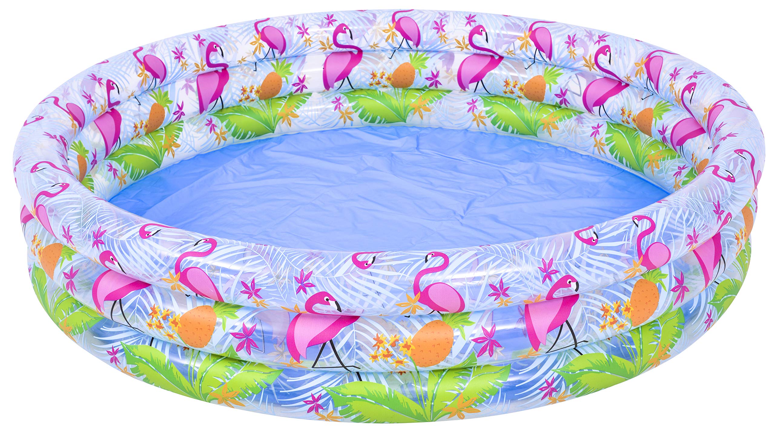 Jilong Flamingo 3-Ring Inflatable Swimming Pool for Children, Multicolour, Unique Flamingo Design, 57158