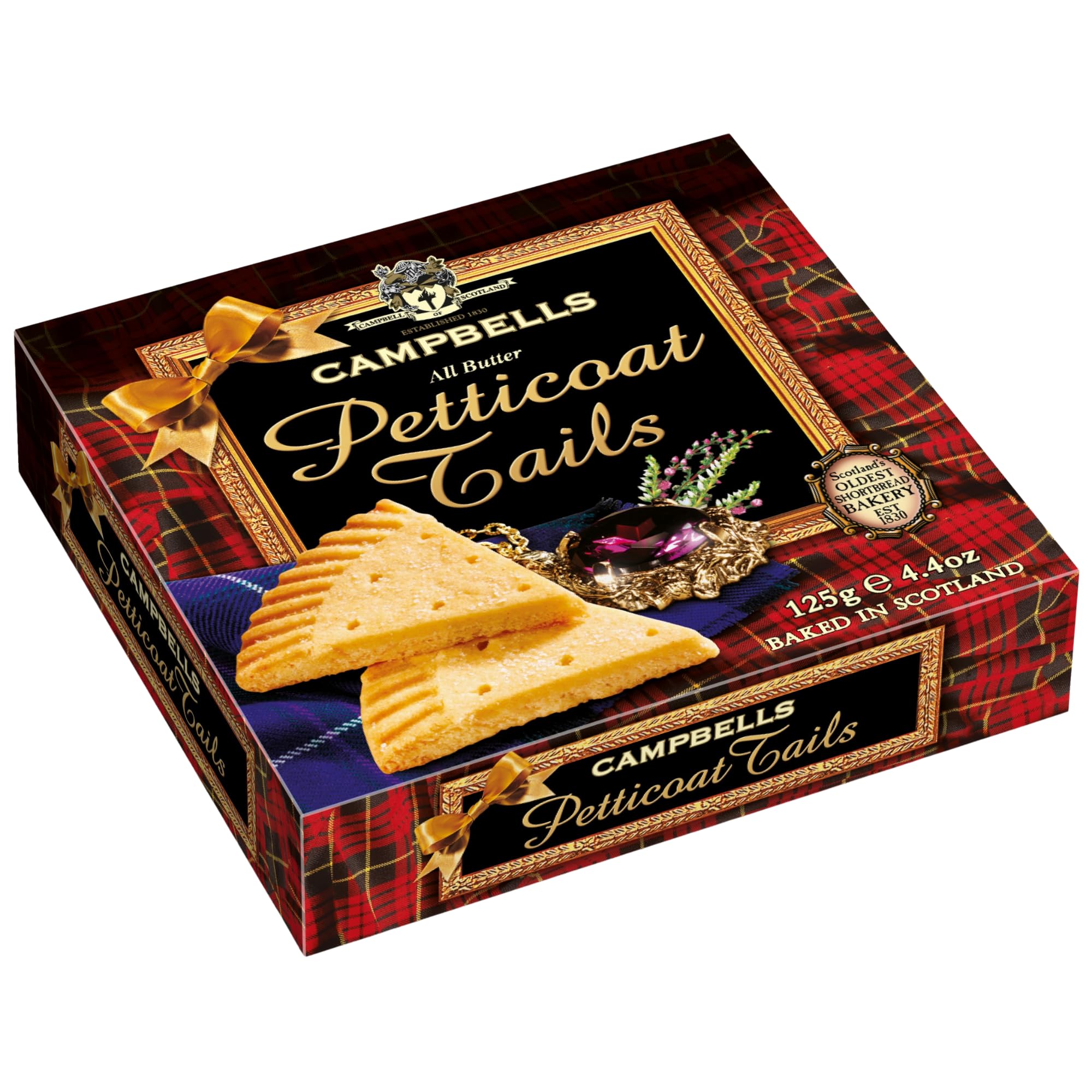 Campbells Shortbread All Butter Petticoat Tails Carton 4.41 Oz (125g) – Traditional Scottish Shortbread Cookies from Scotland, English Tea Biscuits, Imported British Butter Cookies Gift