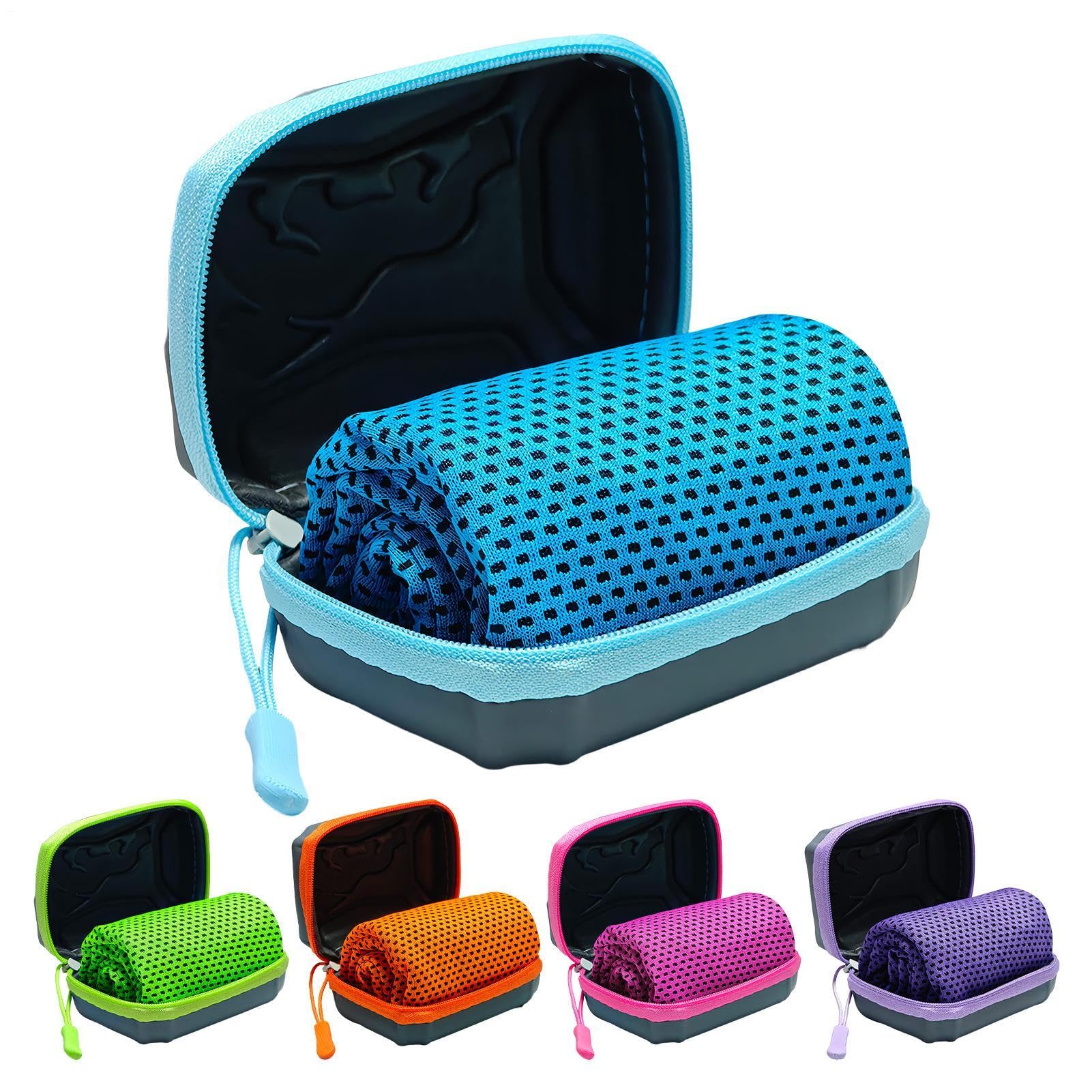 5 Pack Kühltuch Mit Aufbewahrungsbox, 30x80 Cm Kühlendes Handtuch, Kühltücher Für Den Nacken, Cooling Towel, Schnelltrocknende Kühlhandtuch Für Sommer, Sport, Fitnessstudio, Gym, Golf