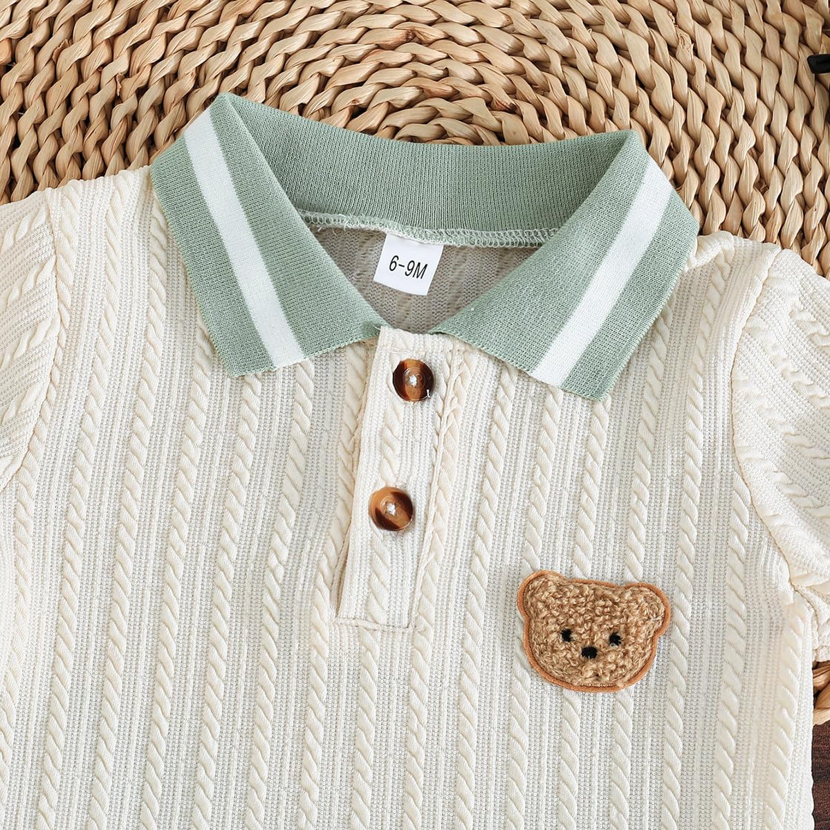 Kleinkind Baby Jungen Kleidung Sommer Outfits Niedliches Bären Poloshirt und Knöpfen Shorts mit Taschen 2-teiliges Frühling Set - 5