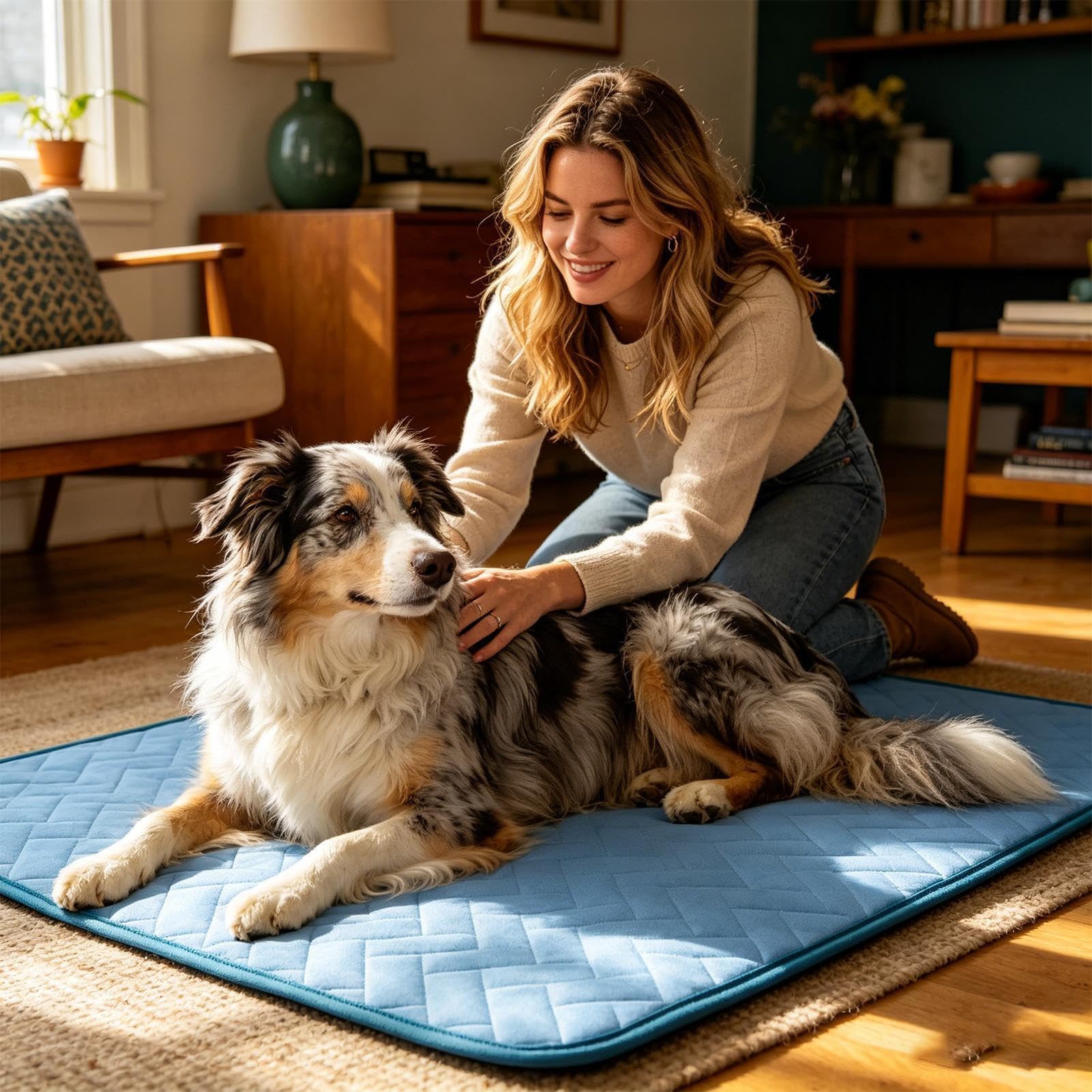 Alfombrilla de refrigeración para perros, alfombrilla de refrigeración automática de seda de hielo, alfombrilla de refrigeración lavable para perros y gatos, perfecta para uso en verano en interiores