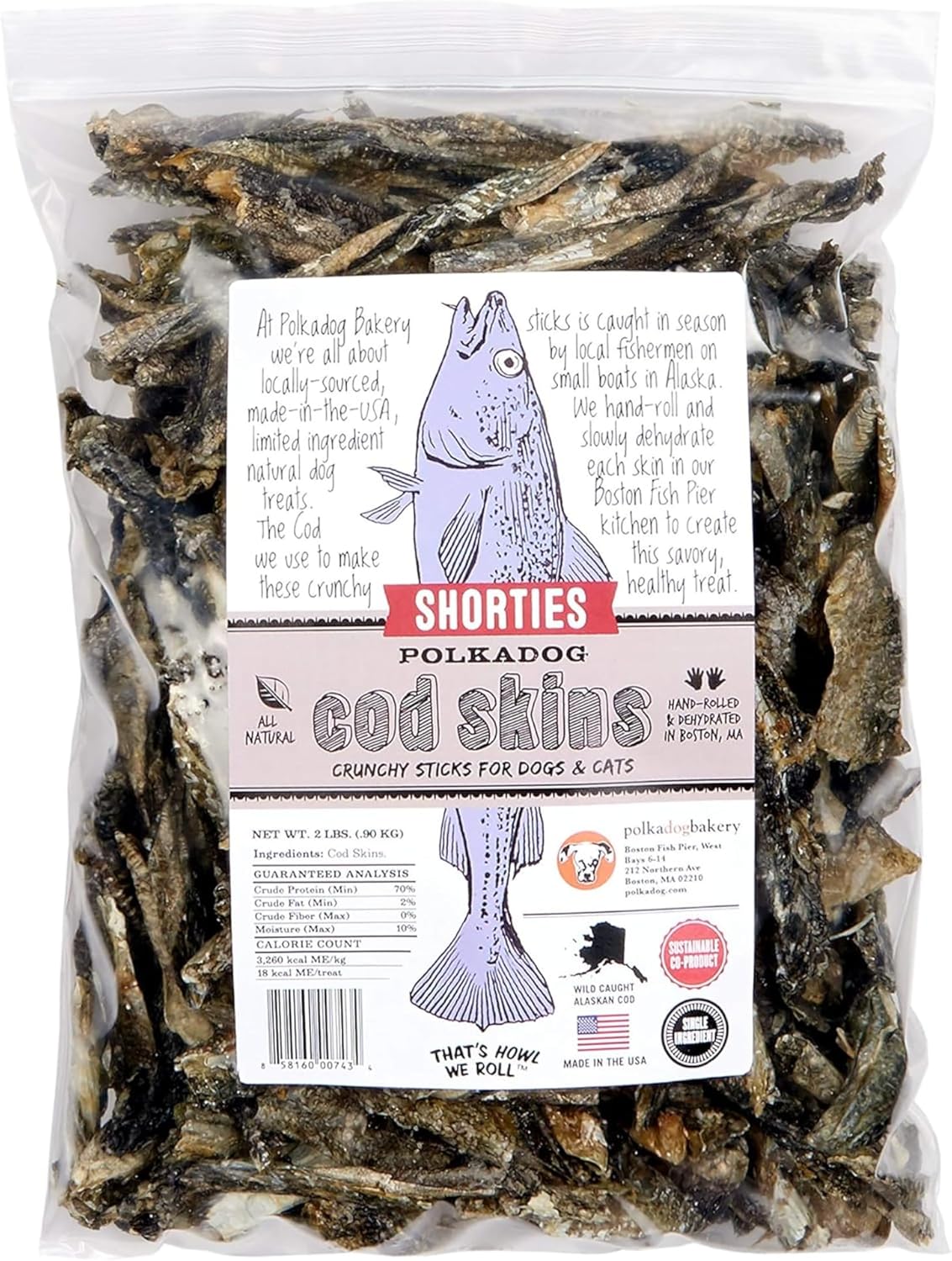 Polkadog cod skins, single-ingredient dog treats