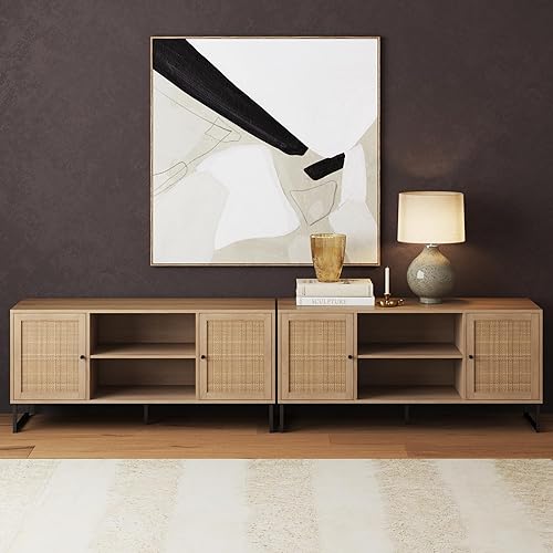 Miniatura 2 de Nathan James 74101 Mina - Mueble moderno para TV, mueble de entretenimiento, consola multimedia con puertas de almacenamiento para sala de estar o