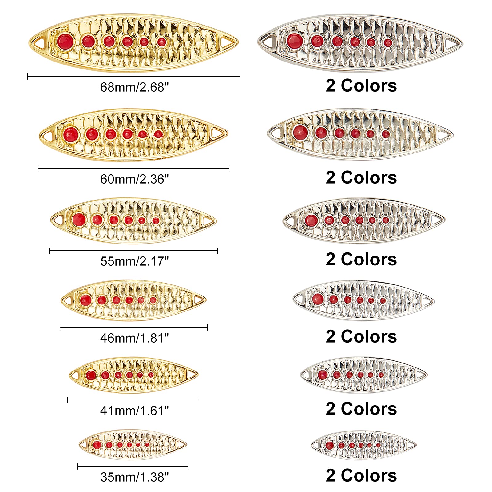 SUPERFINDINGS 12pcs Zinc Alloy Fishing Bait Jig Head Spoon Lure 6 Styles Artificial Fishing Lure Fishing Accessories for Freshwater Saltwater Fishing