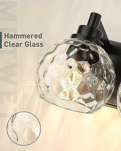 Miniatura 129 de VL195-GD-3 - Lámpara de tocador de baño de 3 luces de oro cepillado, apliques de pared modernos con pantalla de globo de vidrio transparente, luces