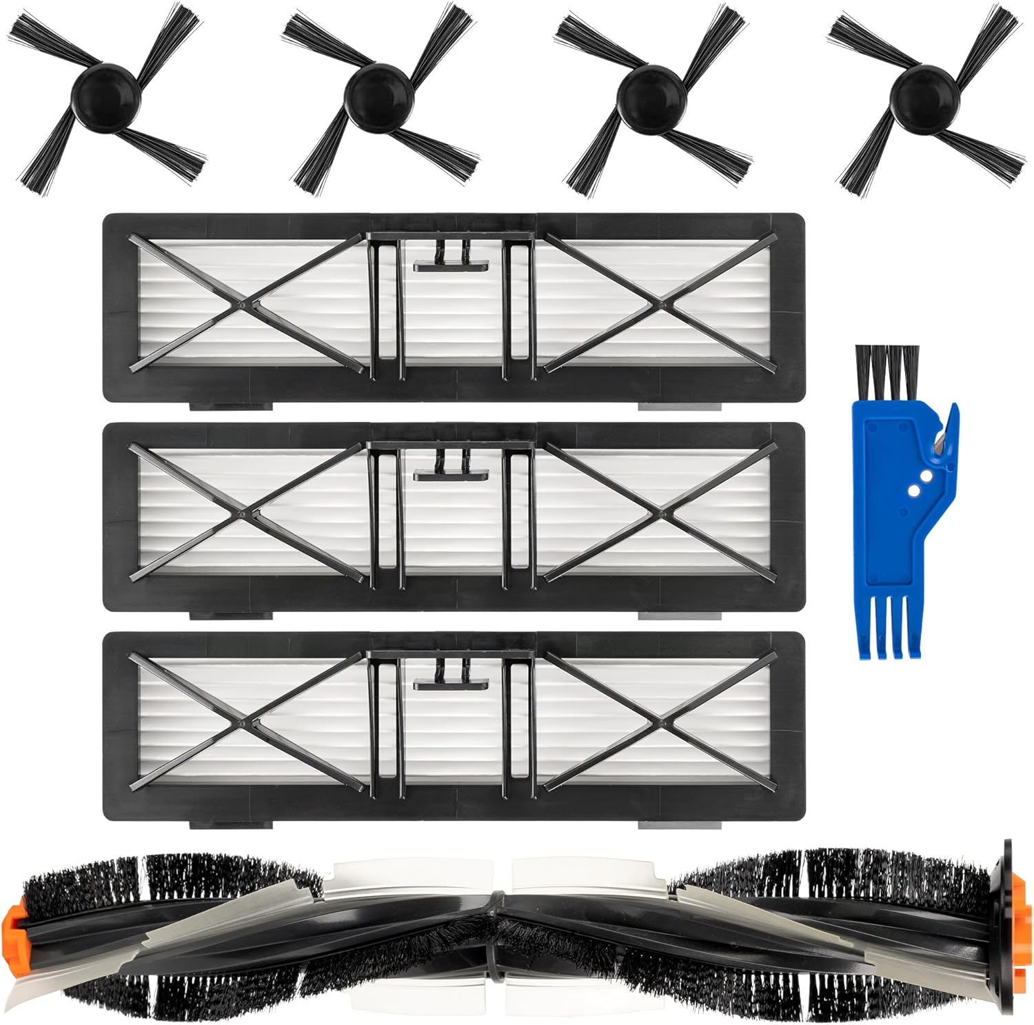 BlueStars Accessories Kit for Neato D Series D3-D10, D75, D80, D85 & Neato Botvac Connected Robot Vacuum Cleaners – Includes 1 Main Brush, 3 Filters, 4 Side Brushes, 1 Sweeping Brush