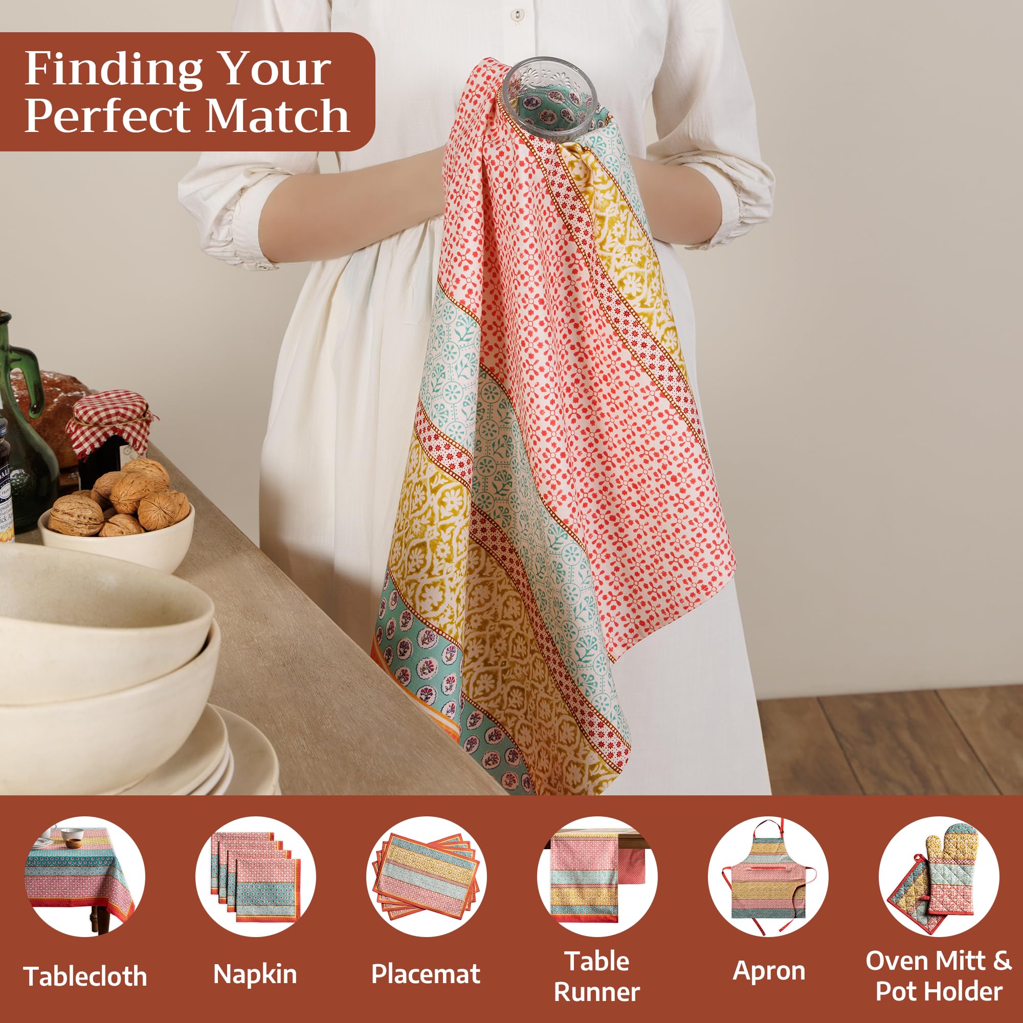 Maison d' Hermine Provence 100% Baumwolle Set von 3 Mehrzweck-Küchentuch Weiche, saugfähige Geschirrtücher | Geschirrtücher | Barhandtücher | Frühling/Sommer (50 cm X 70 cm)