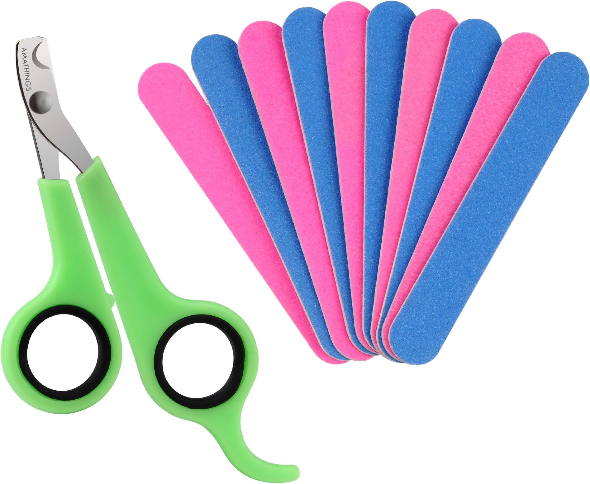 Nail Clippers for Rodents/Cats/Small Dogs in Green with Ergonomic Finger Supports and with 10 Additional Files, Professional Quality Nail Clippers by Amathings