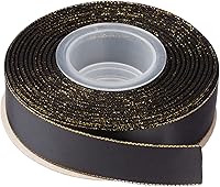 Vista 12 de Cinta de satén de doble cara de 3/8 pulgadas con borde dorado de 25 yardas (810-marfil), juego para envoltura de regalos, decoración de fiestas