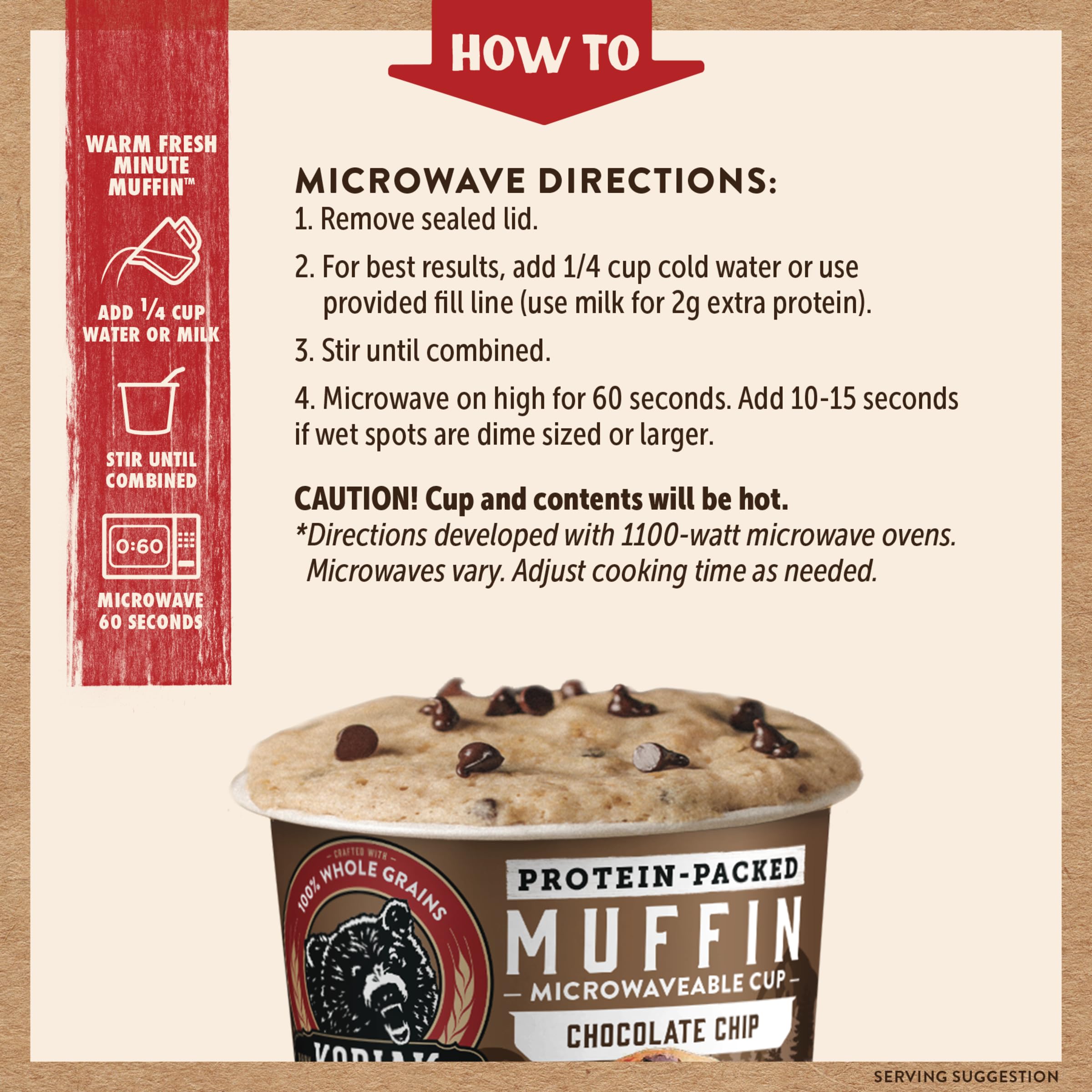 Kodiak Cakes Minute Muffins, Schokoladenstückchen, 67 ml, 12 Stück