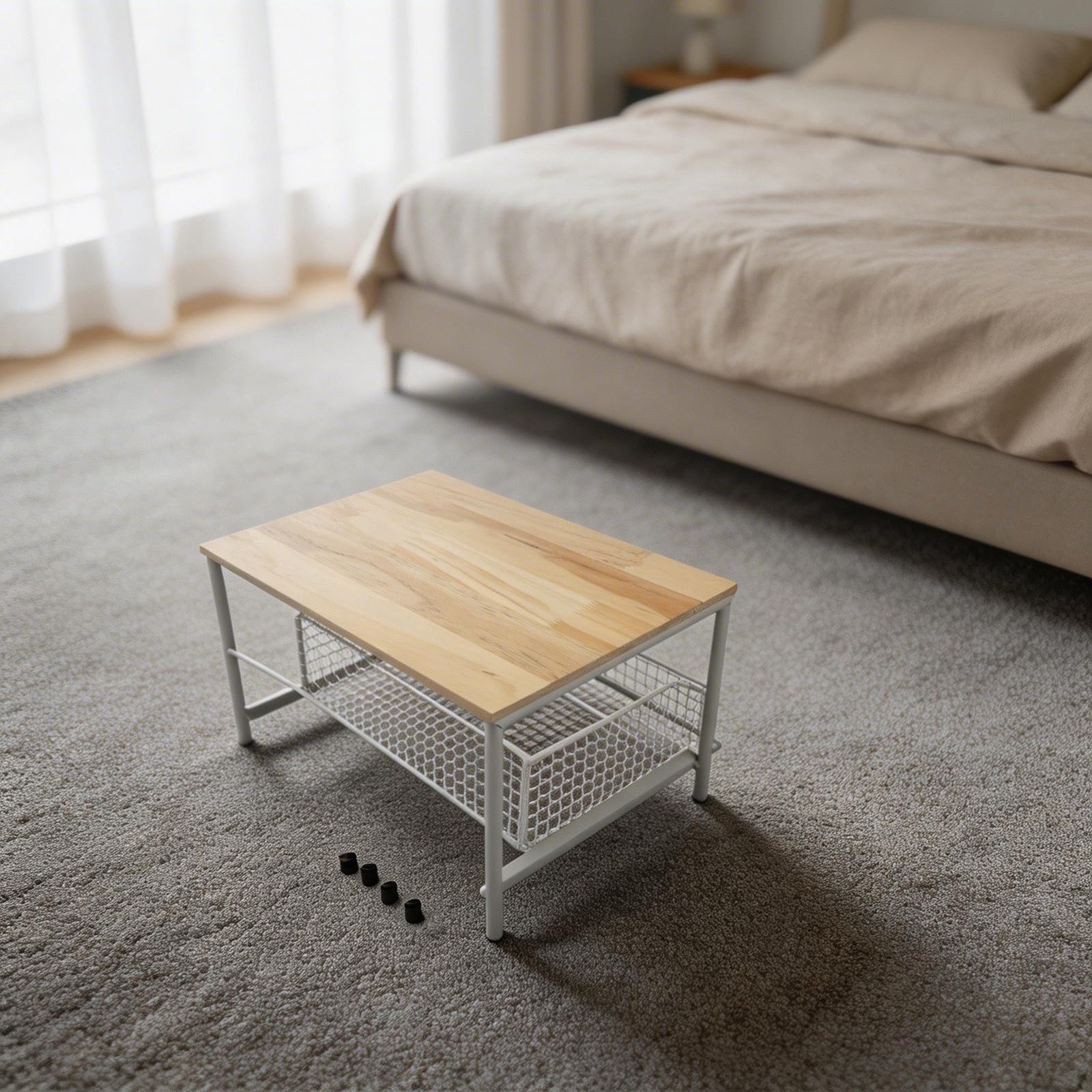 Carrito de microondas blanco y negro con ruedas, estante de cocina móvil con cesta (blanco)