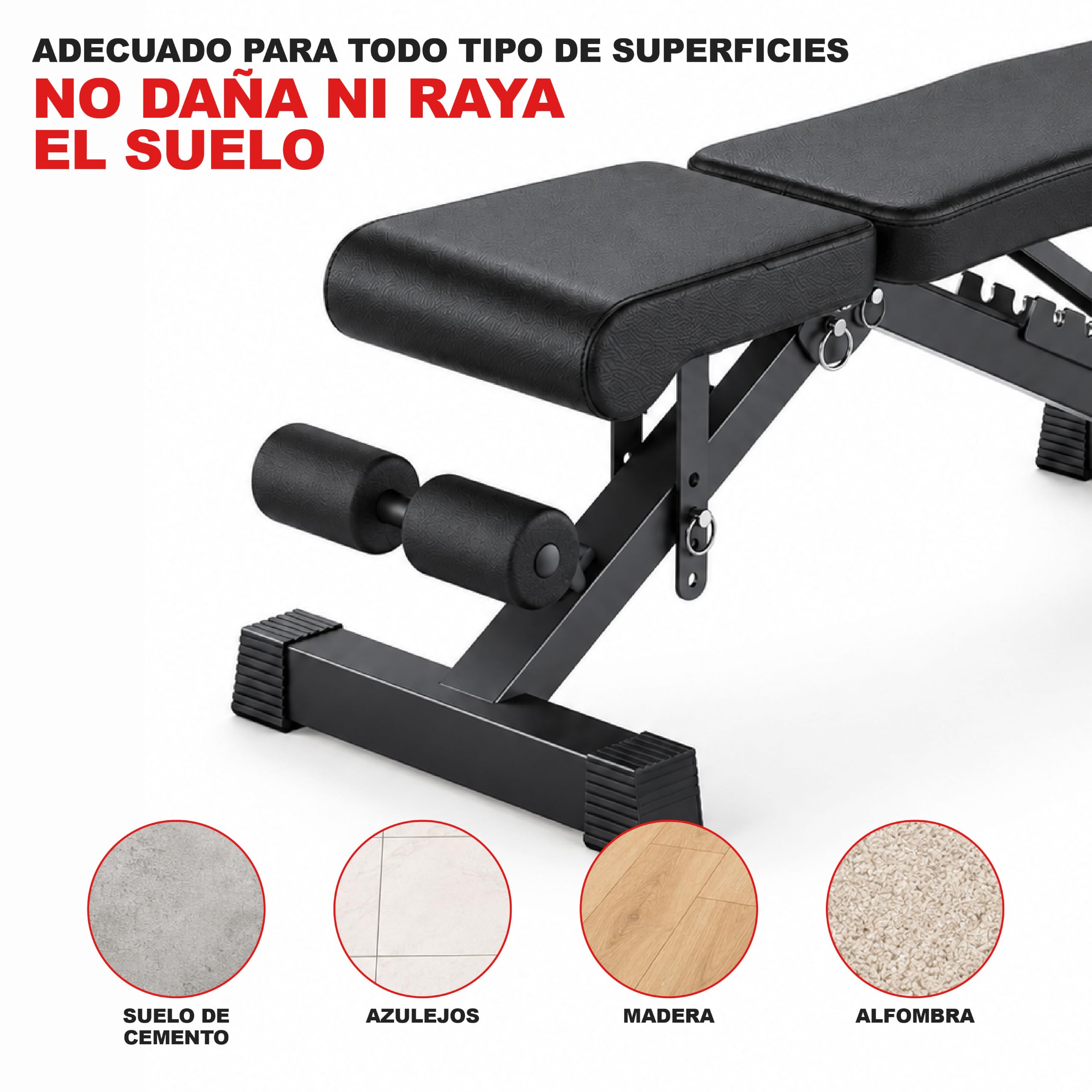 Banco musculación plegable 7 posiciones negro, ideal para fitness en casa, fácil almacenar