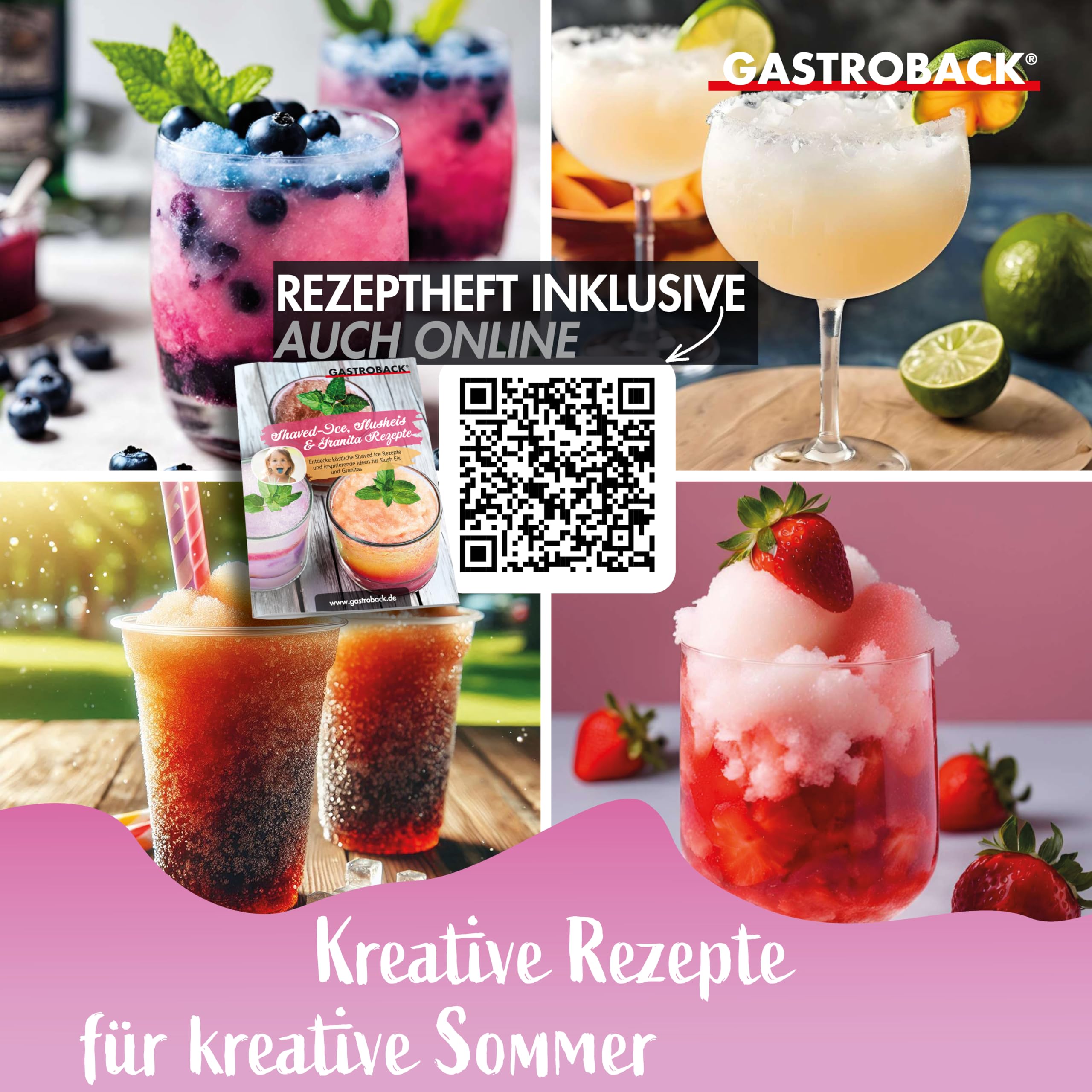 GASTROBACK Slush Macchina per la casa per il ghiaccio Shaver Machine – Slushy Maker per Frozen Cocktail, Snow Cone, Slusheis, Granita e Crushed/Shaved Ice – Spessore e quantità di riempimento