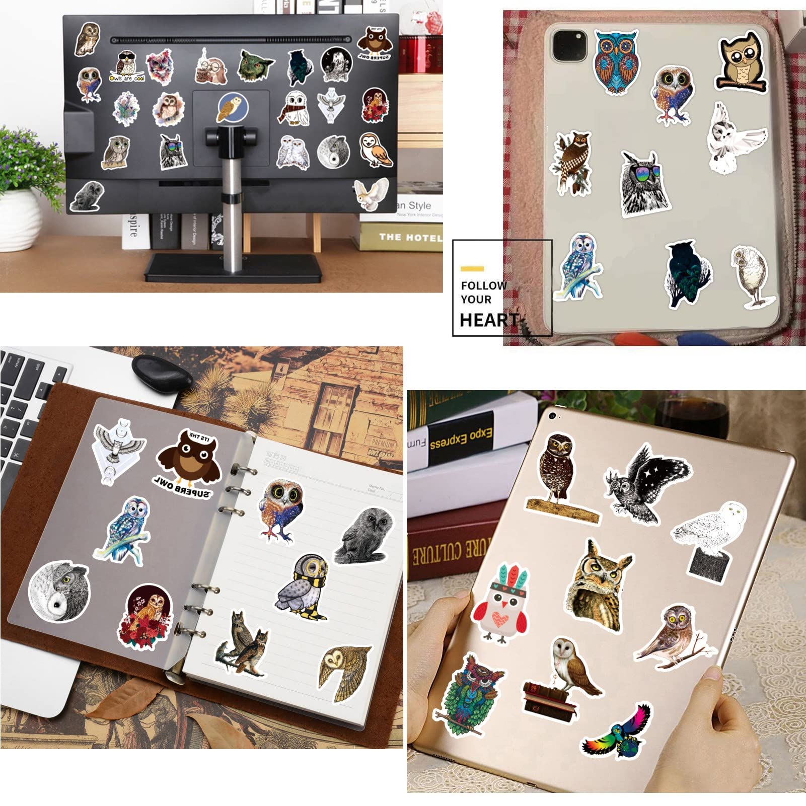 Zestaw 50 naklejek z motywem sowy, kreskówki, dla dzieci, nastolatków, urocze, kawaii, winylowe, wodoodporne, naklejki na butelki z wodą, rower, laptop, bagaż, komputer, telefon komórkowy, deskorolkę