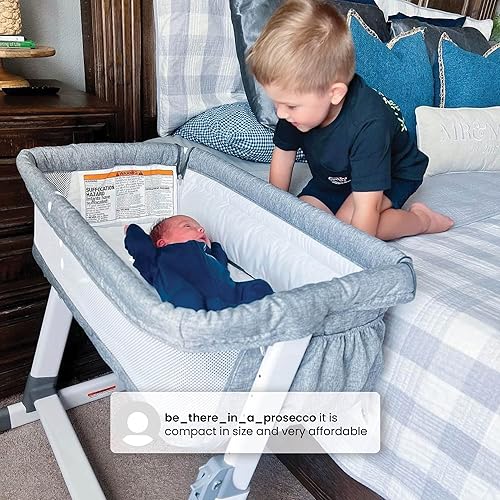 Miniatura 8 de Delta Children Simmons Kids Dream Bedside Bassinet with Zip-Down Side Wall – Convenient Baby Sleeper with Breathable Mesh and Adjustable Heights -