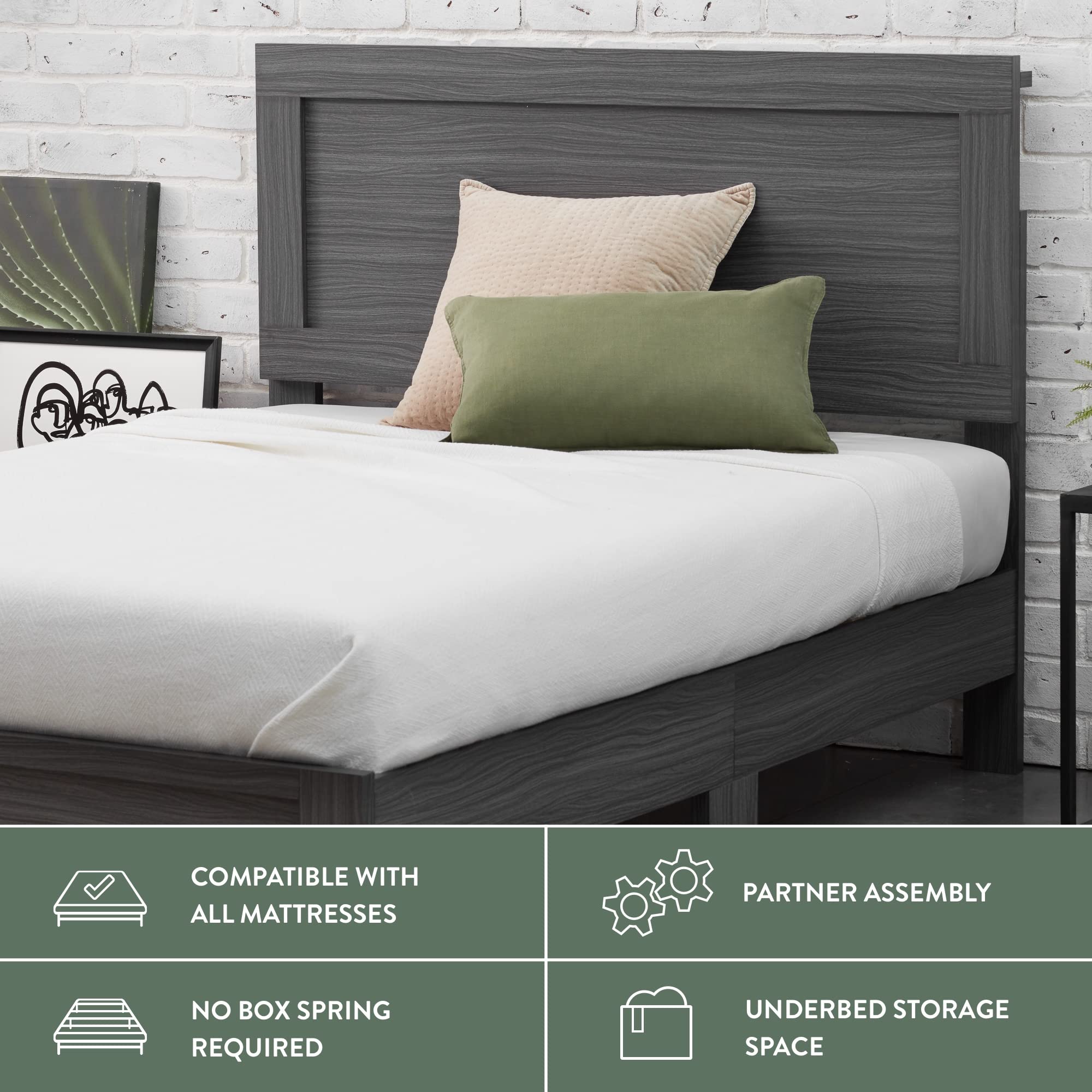 Edenbrook Delta?Full Bed Frame with Headboard No Box Spring Needed