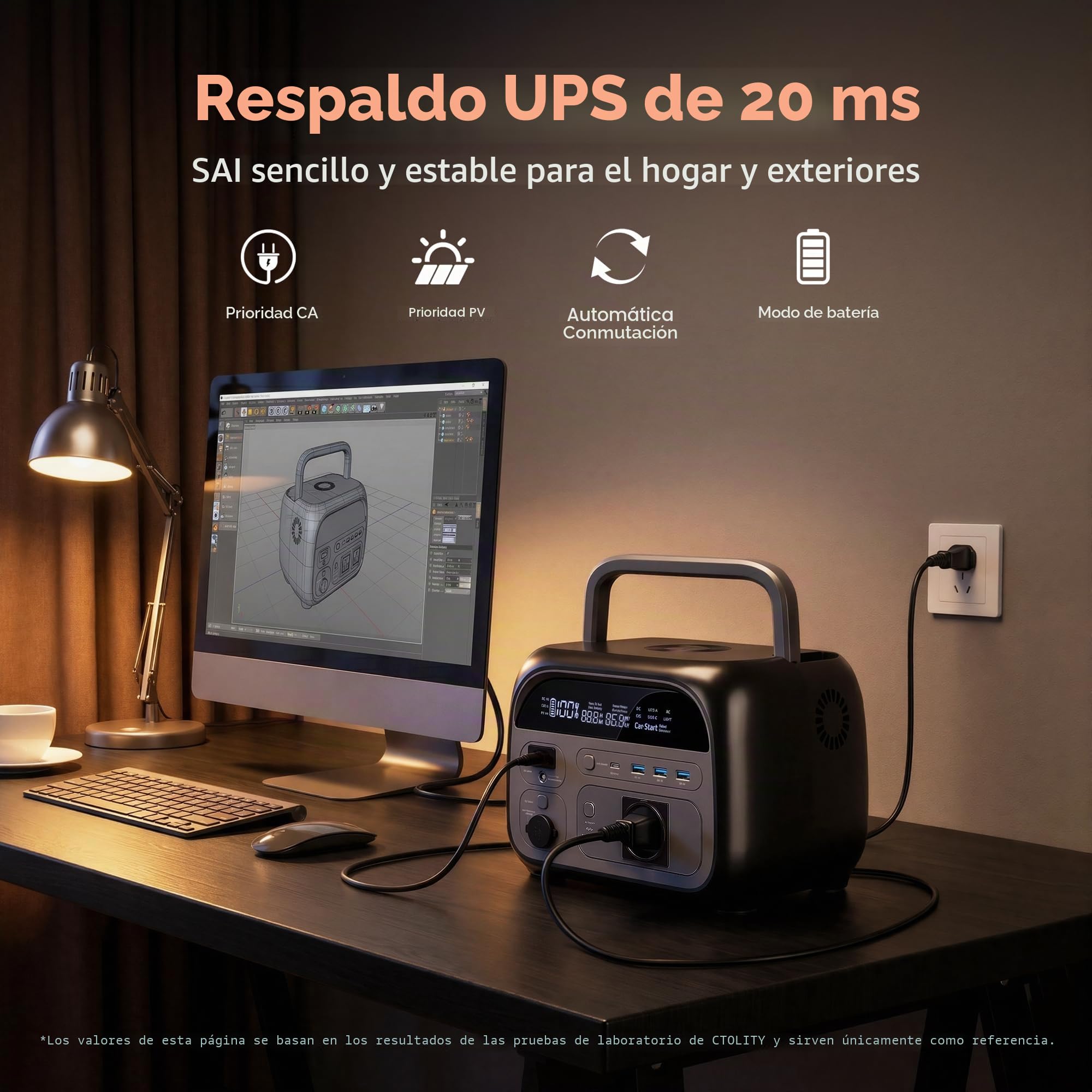 AP400 Estacion de energia portatil, 345Wh LiFePO4 con 100W Panel Solar, Carga Rápida 500W, Carga Rápida de 49min.de 0-80%,Generador Solar para hogar, caravanasa, campada, Hogar y Emergencias