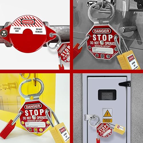 Miniatura 4 de Bloqueo de etiquetado de bloqueo de bloqueo de bloqueo de bloqueo de 6 unidades de bloqueo de hebilla de seguridad, rojo a prueba de manipulaciones