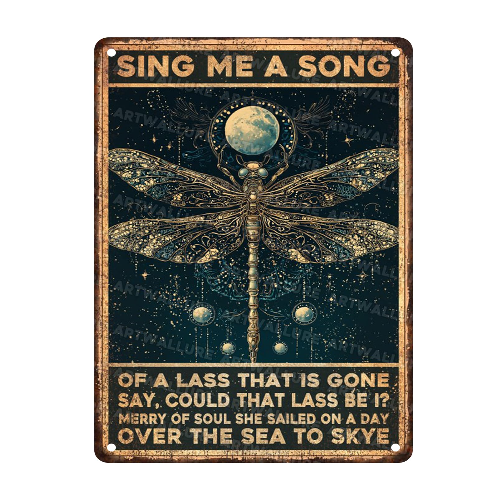 Retro Dragonfly Tin Sign Metal Plaque Wall Art Vintage Decor Rustic Cafe Home Gift 12x16inch