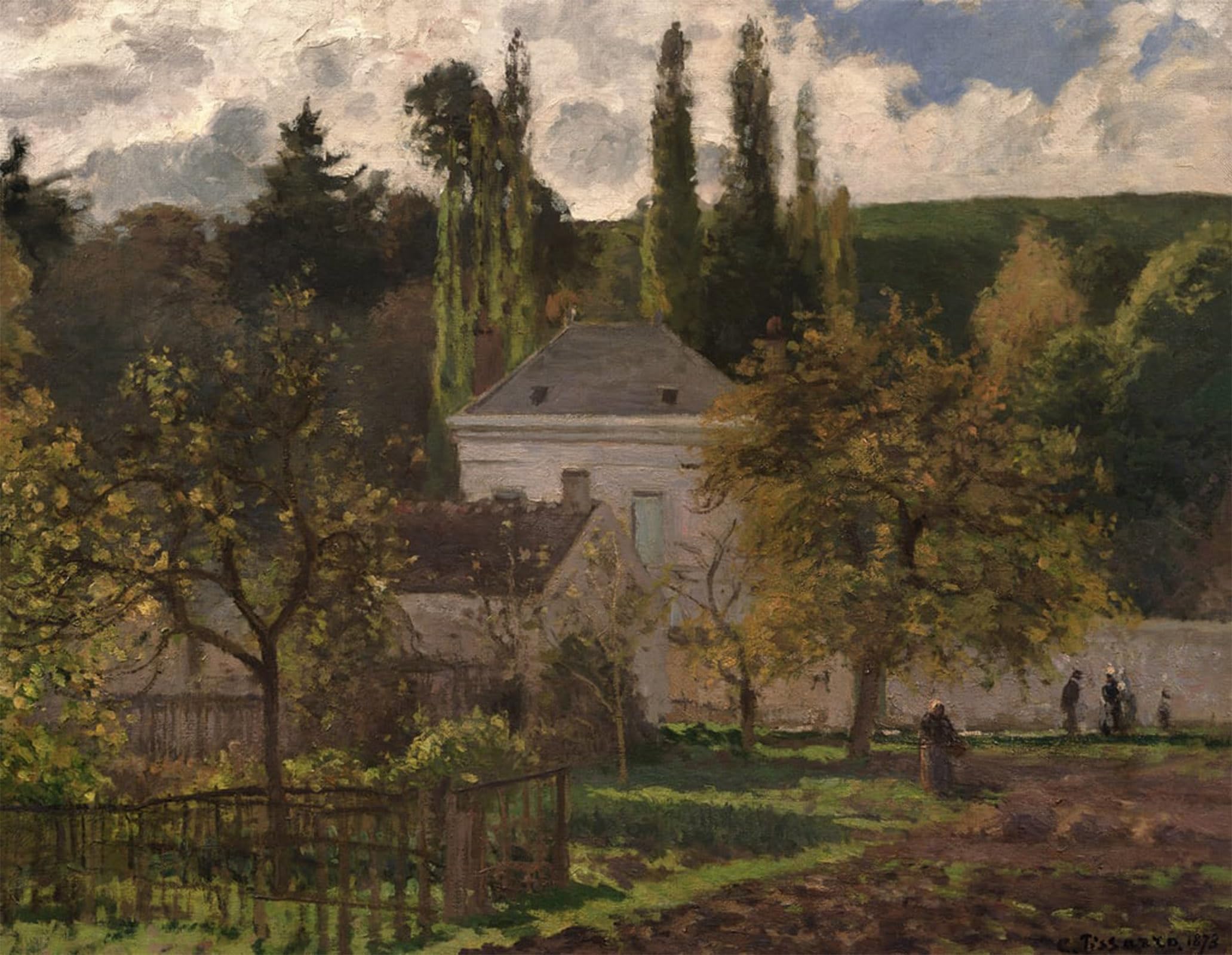 POSTERIIk Vintage Art Print Images Pictures Print House in the Hermitage Pontoise by Camille Jacob Pissarro Modern Colour Posters for Office Home Decor 60x90cm