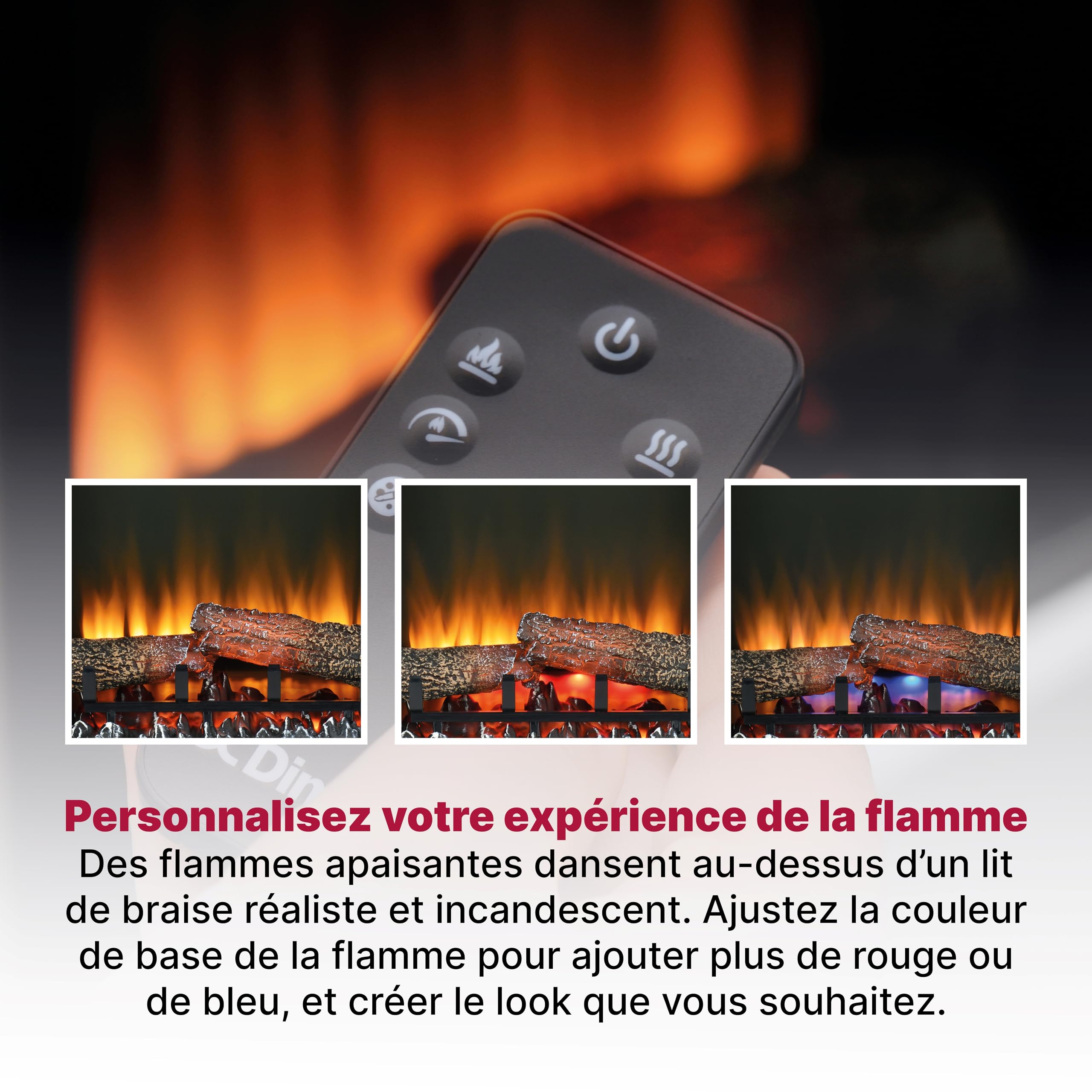Dimplex Cheminée électrique XHD 23'' / 58 cm – Cheminée Murale avec Chauffage – 1400W – Effet de Flamme LED Optiflame – Chauffage activable – Télécommande Incluse