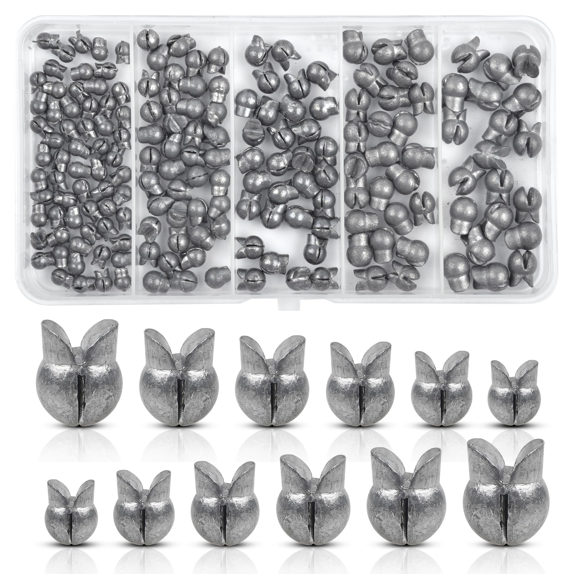 Split Shot Fishing Weights Sinkers Assortment Kit Removable Split Shot Sinkers Lead Weights Round Fishing Line Sinker Clip On Weights for Saltwater Freshwater Fishing